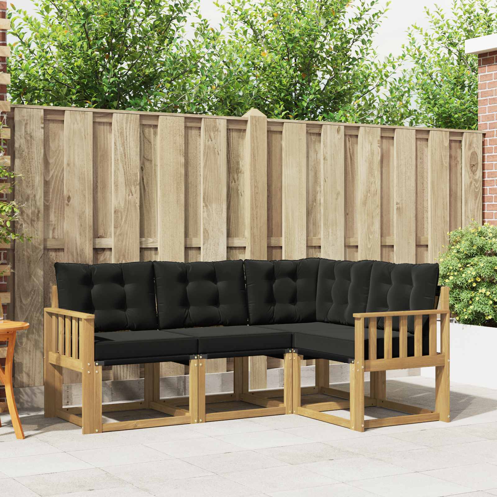 Buiten bankenset met kussen 4 pcs Wit en zwart