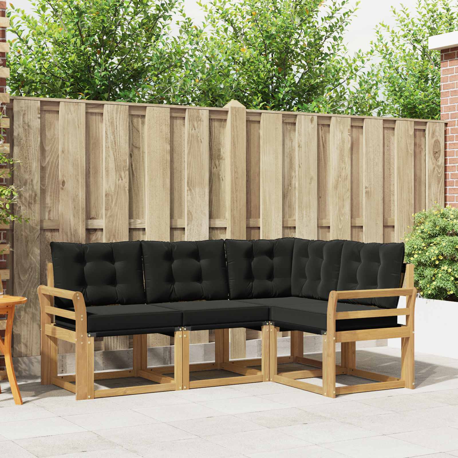 Buiten bankenset met kussen 4 pcs Wit en zwart