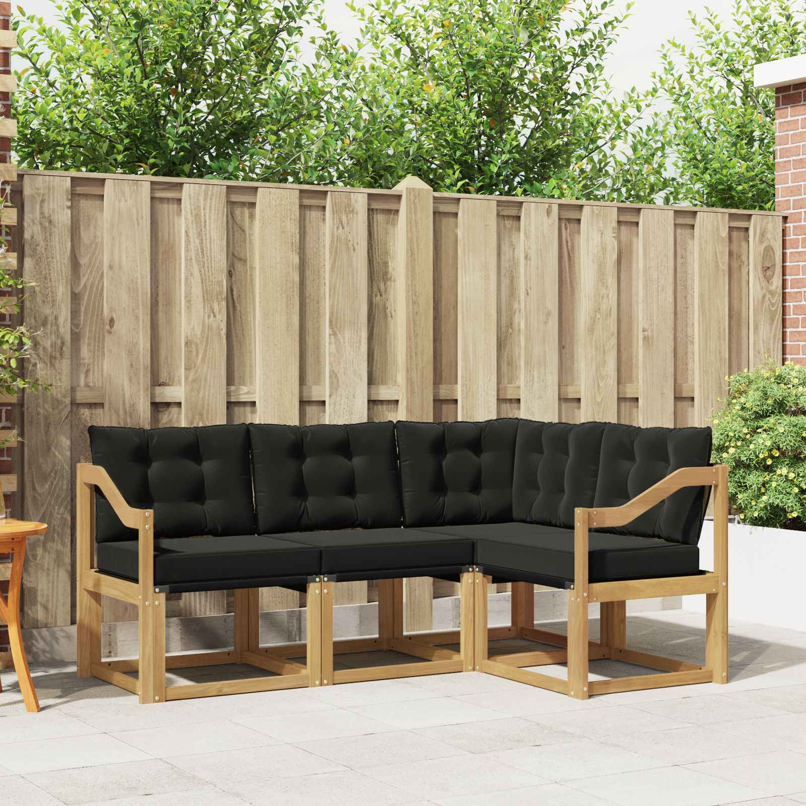 Buiten bankenset met kussen 4 pcs Wit en zwart – afbeelding 1