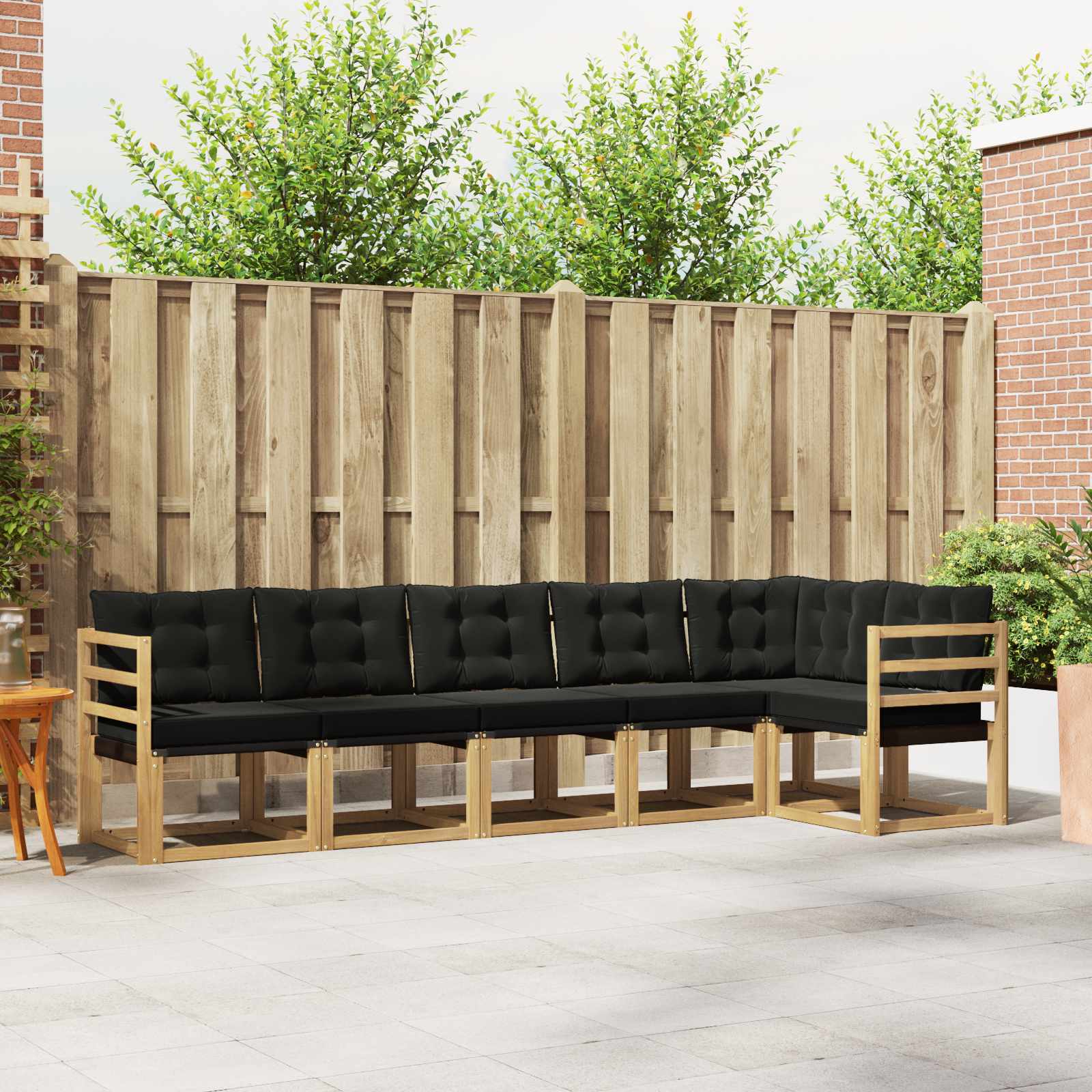 Buiten bankenset met kussen 6 pcs Wit en zwart – afbeelding 1