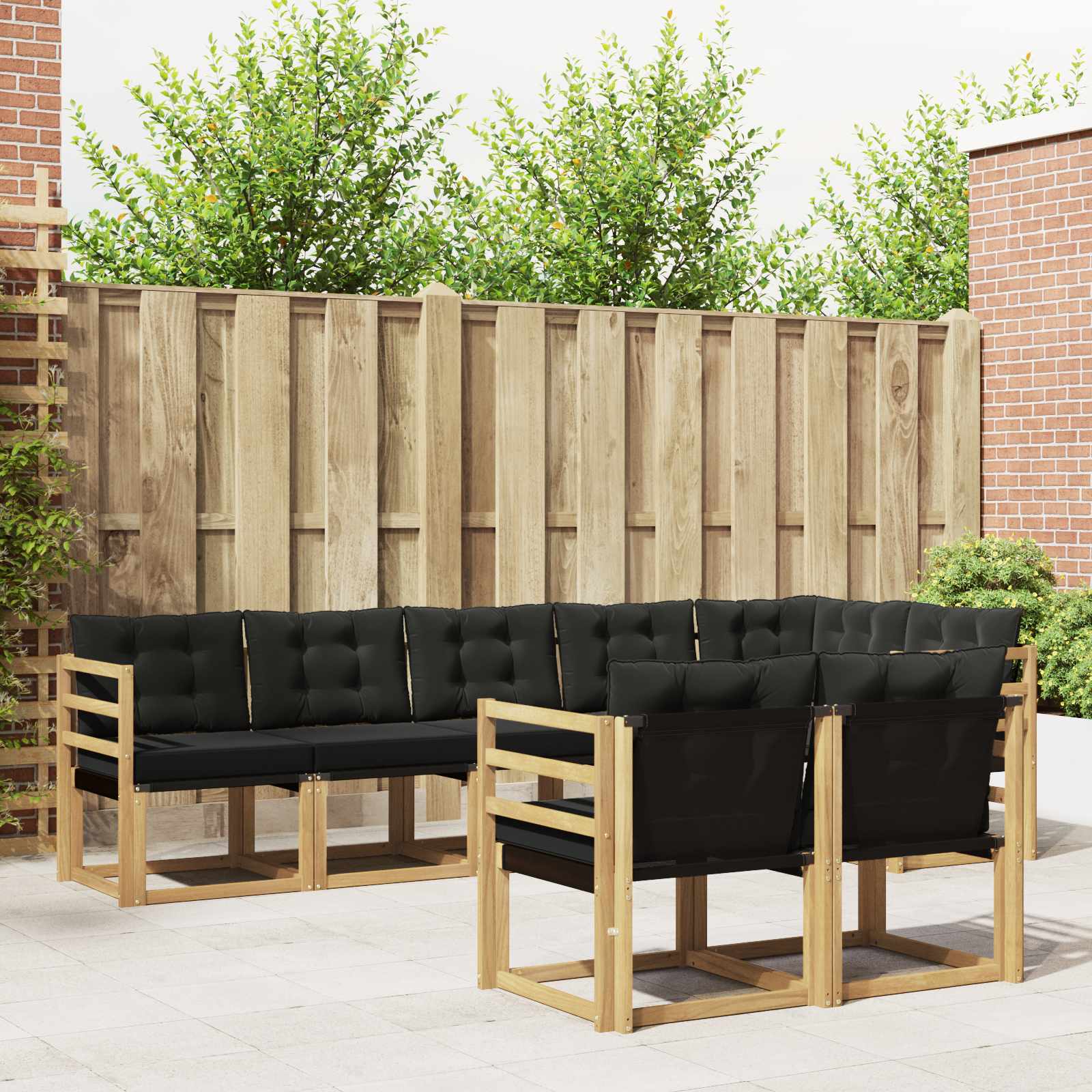 Buiten bankenset met kussen 8 pcs Wit en zwart – afbeelding 1
