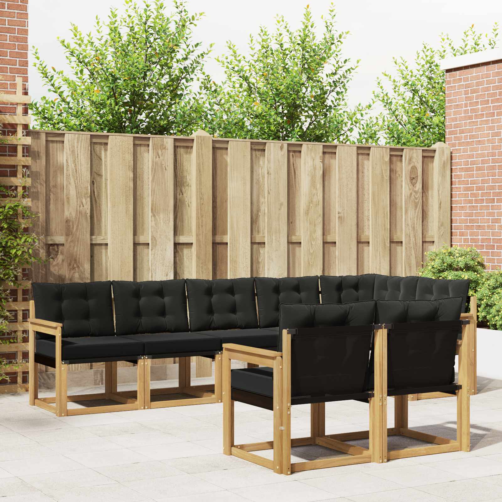 Buiten bankenset met kussen 8 pcs Wit en zwart – afbeelding 1