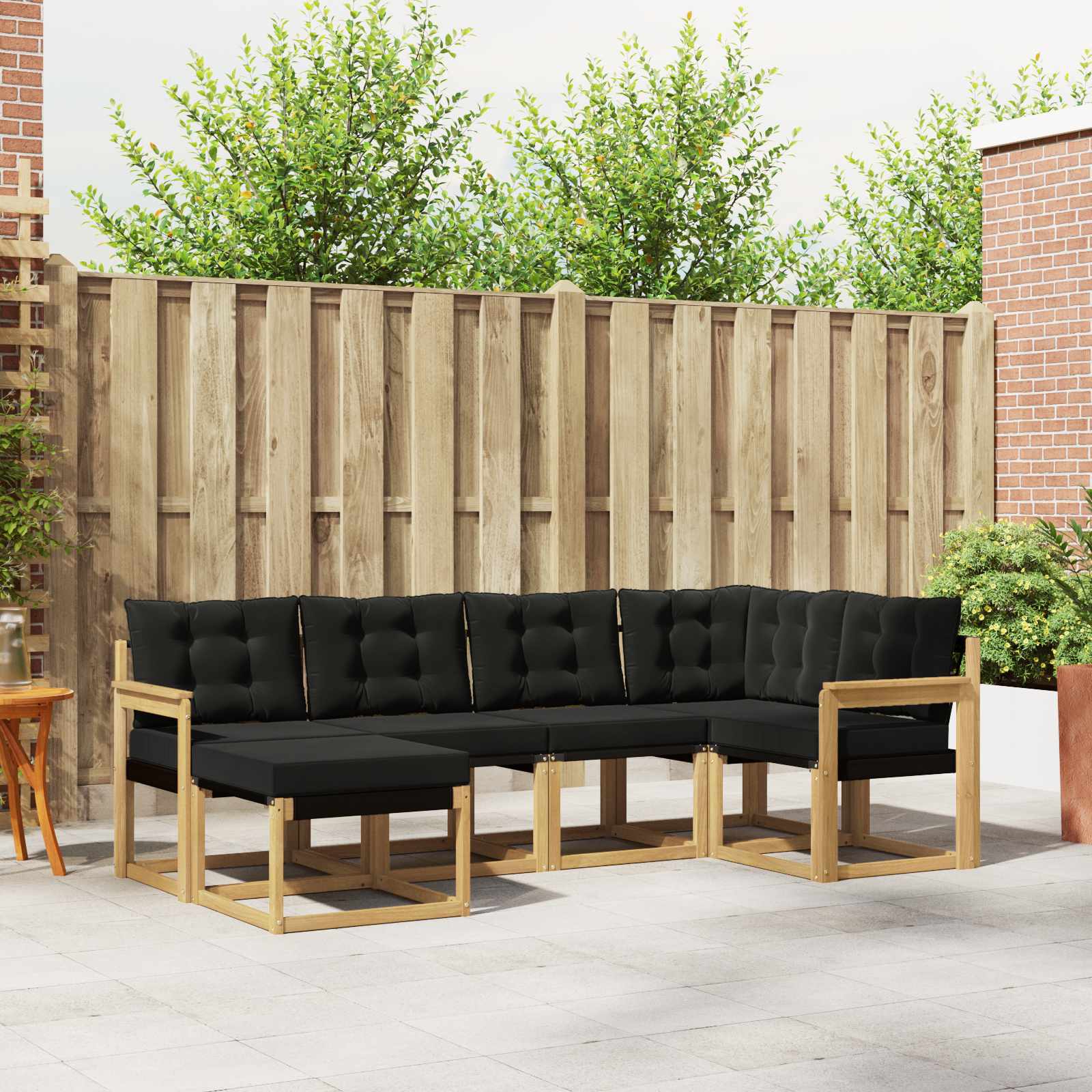 Buiten bankenset met kussen 6 pcs Wit en zwart – afbeelding 1