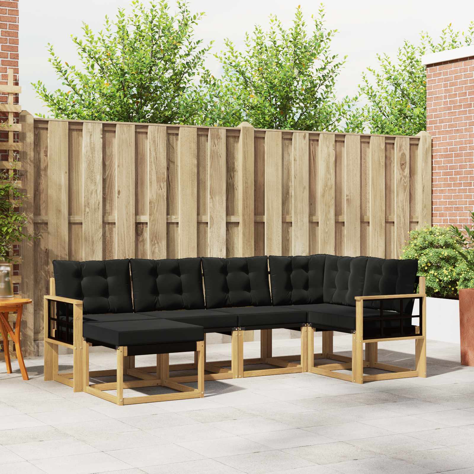 Buiten bankenset met kussen 6 pcs Wit en zwart – afbeelding 1