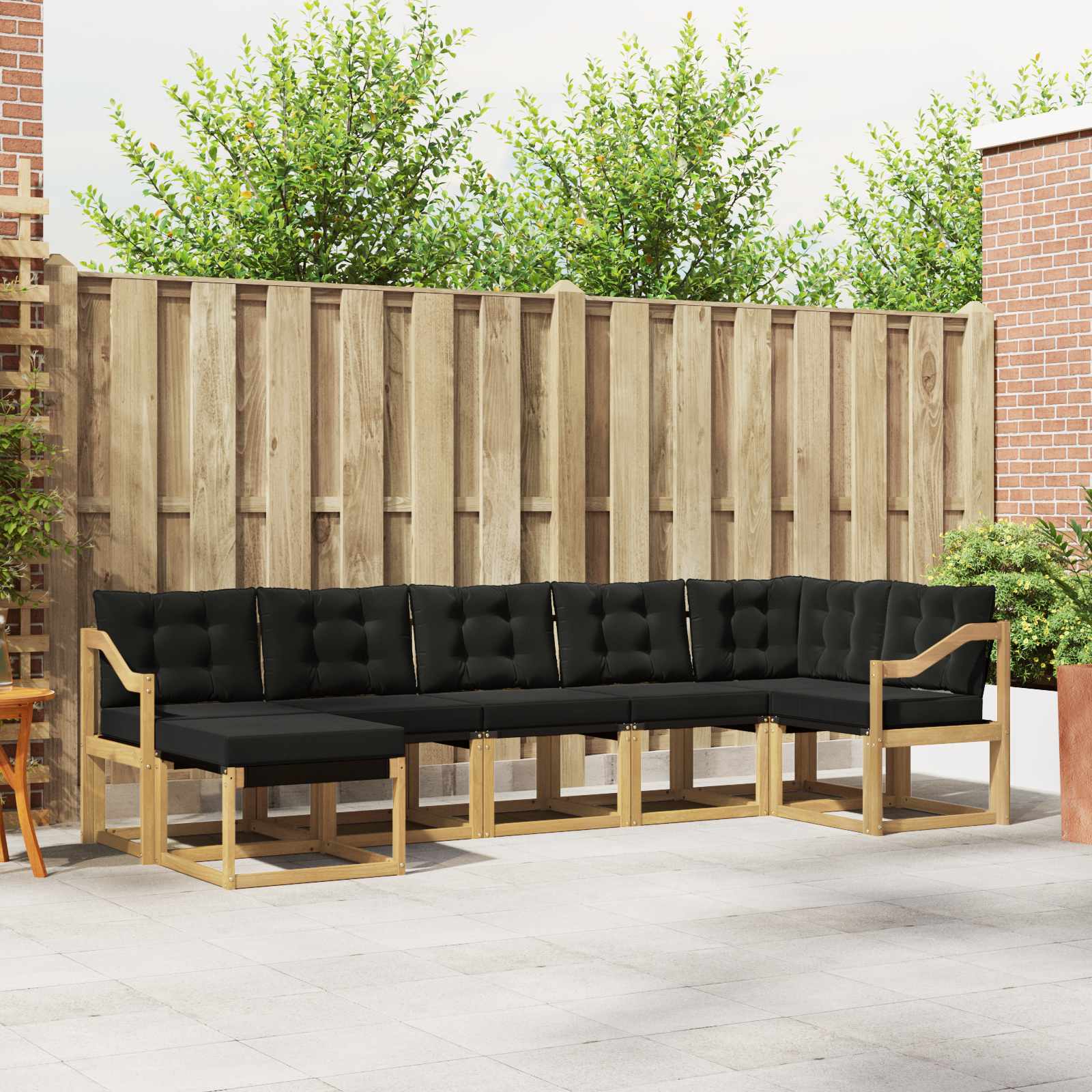 Buiten bankenset met kussen 7 pcs Wit en zwart – afbeelding 1