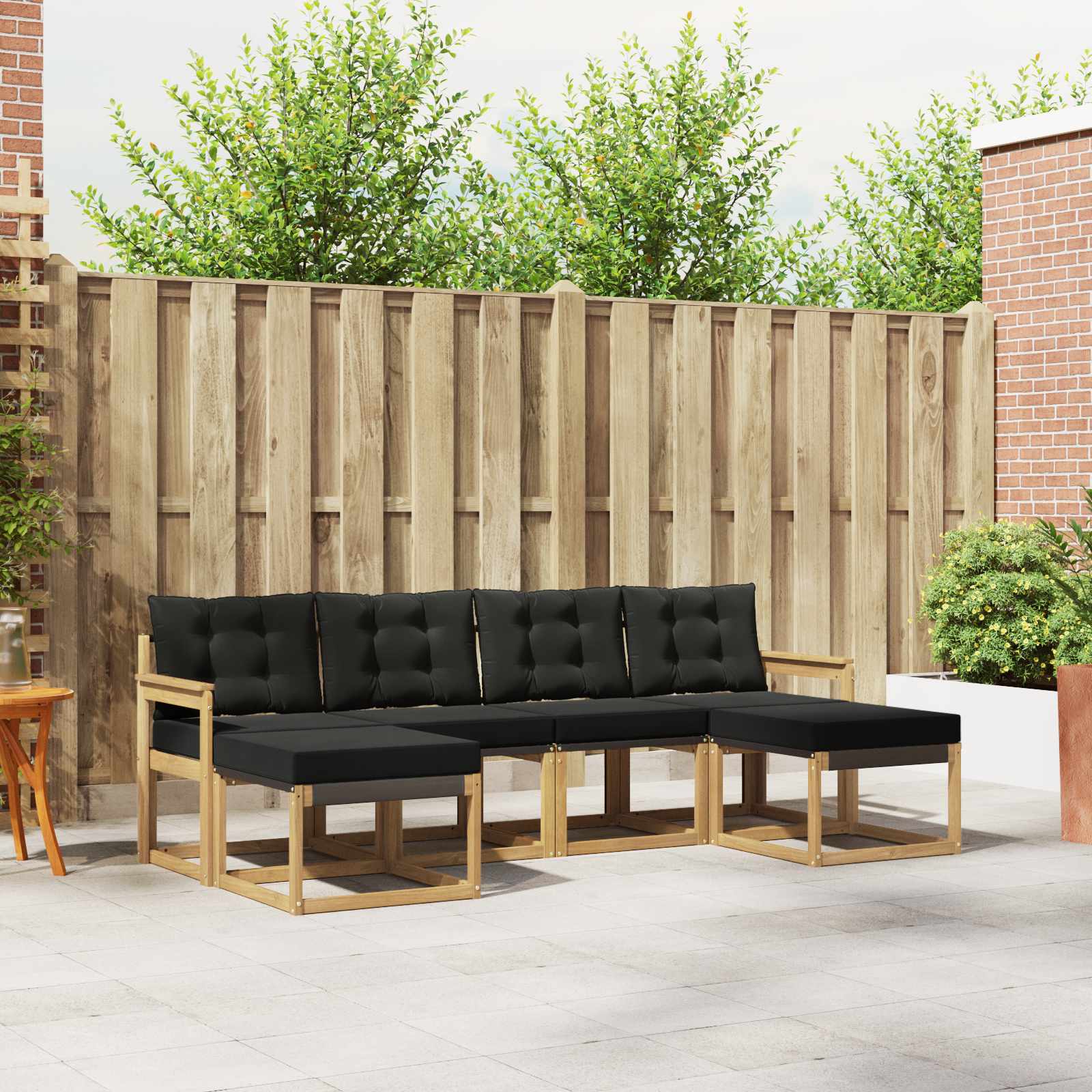 Buiten bankenset met kussen 6 pcs Wit en zwart – afbeelding 1