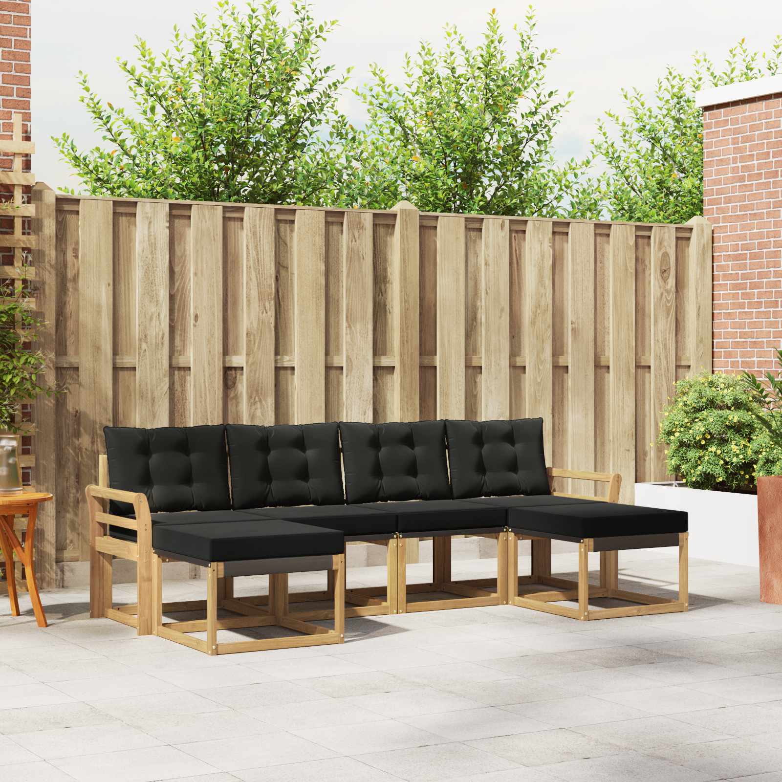 Buiten bankenset met kussen 6 pcs Wit en zwart – afbeelding 1