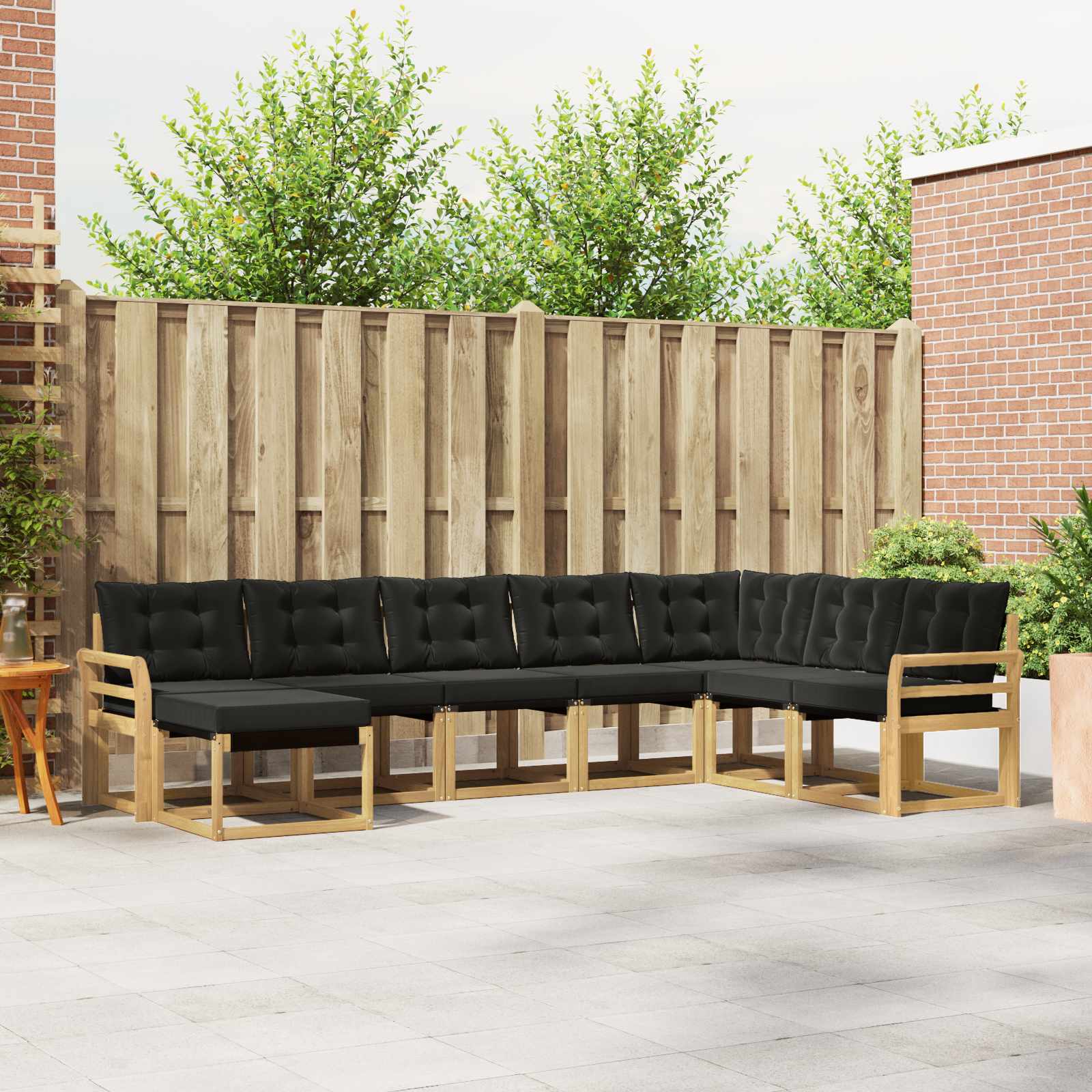 Buiten bankenset met kussen 8 pcs Wit en zwart – afbeelding 1