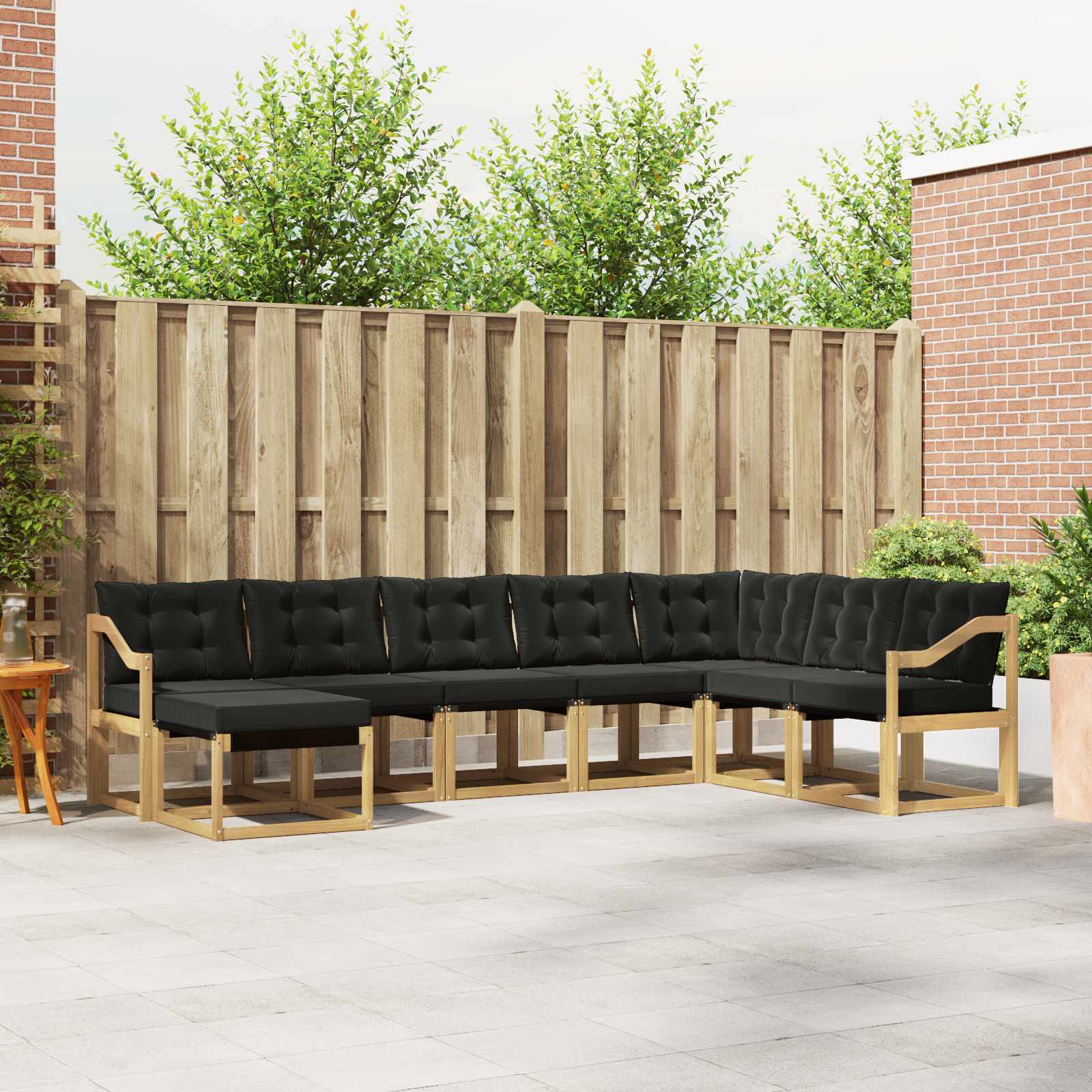 Buiten bankenset met kussen 8 pcs Wit en zwart – afbeelding 1