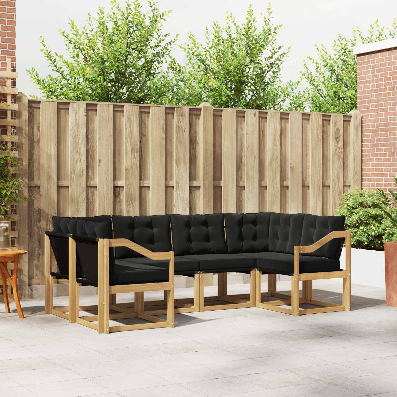 Buiten bankenset met kussen 6 pcs Wit en zwart – afbeelding 1