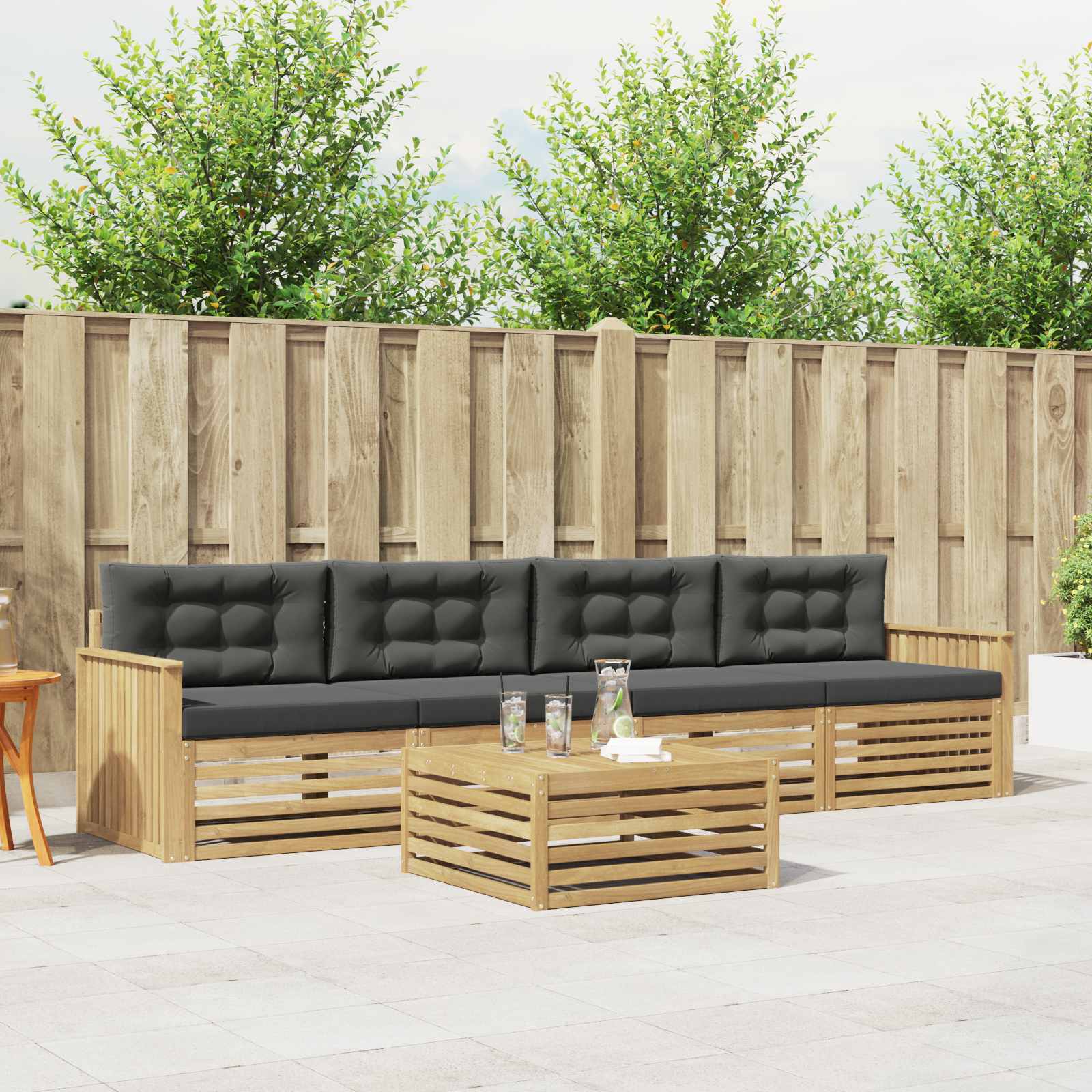 Buiten bankenset 5 pcs Wit en antracietkleurig – afbeelding 1