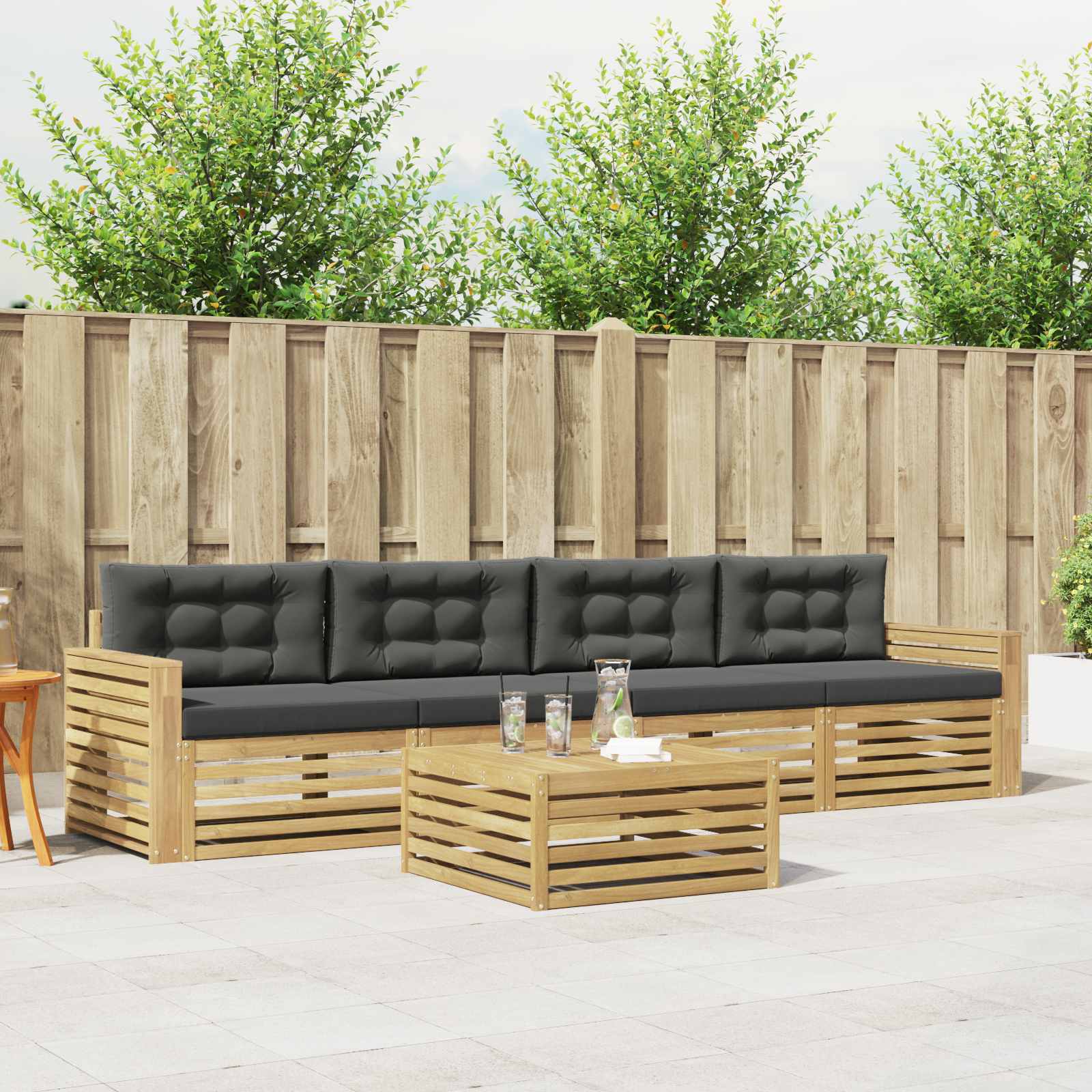 Buiten bankenset 5 pcs Wit en antracietkleurig – afbeelding 1