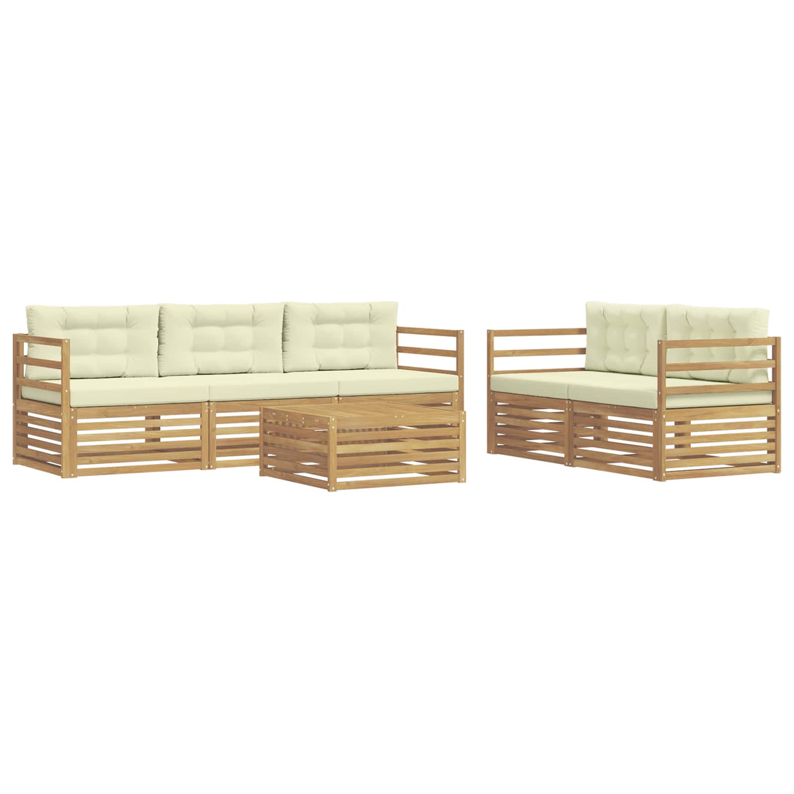 Buiten bankenset 6 pcs Wit en crèmekleurig – afbeelding 2