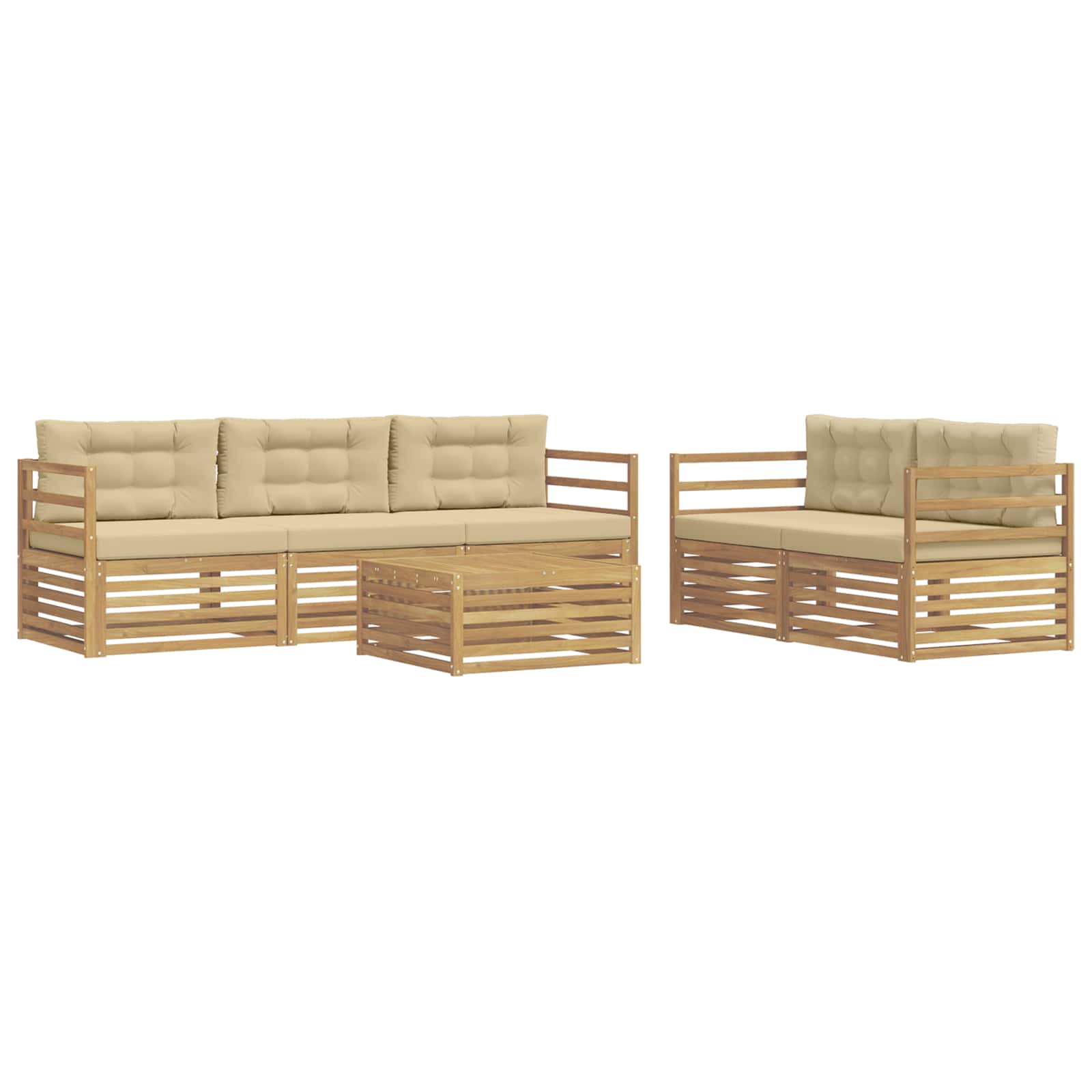 Buiten bankenset 6 pcs Wit en Beige – afbeelding 2