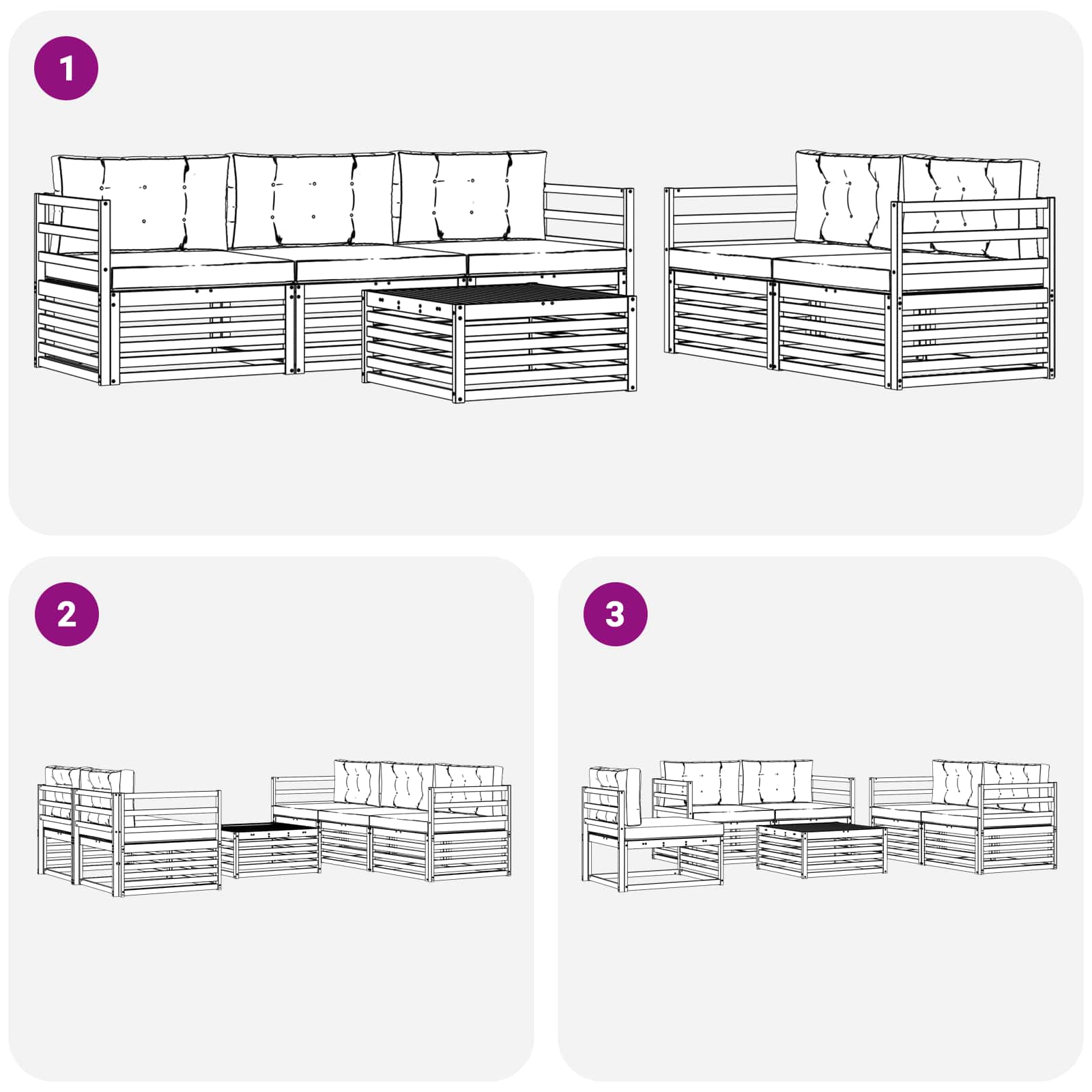 Buiten bankenset 6 pcs Wit en Beige – afbeelding 6
