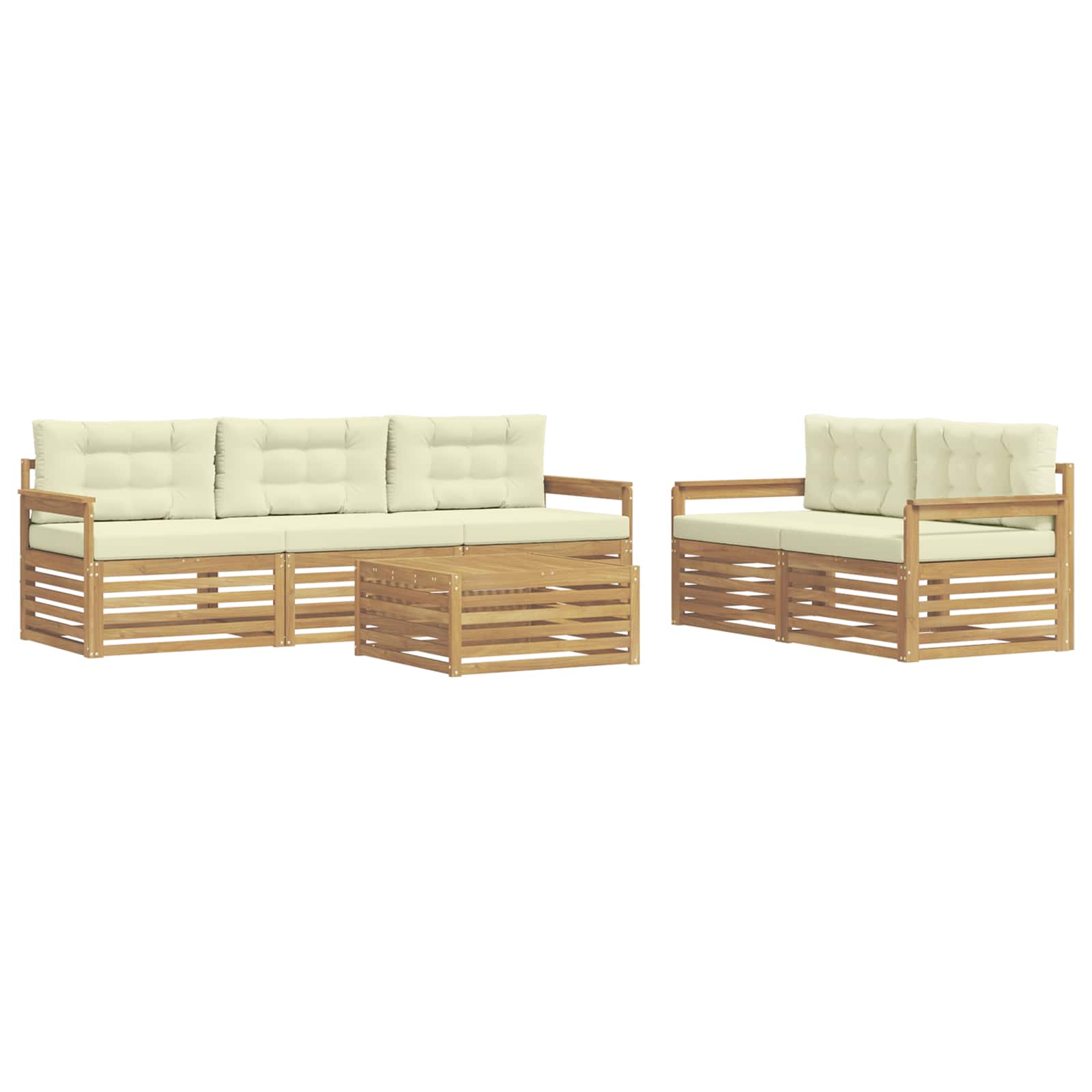 Buiten bankenset 6 pcs Wit en crèmekleurig – afbeelding 2