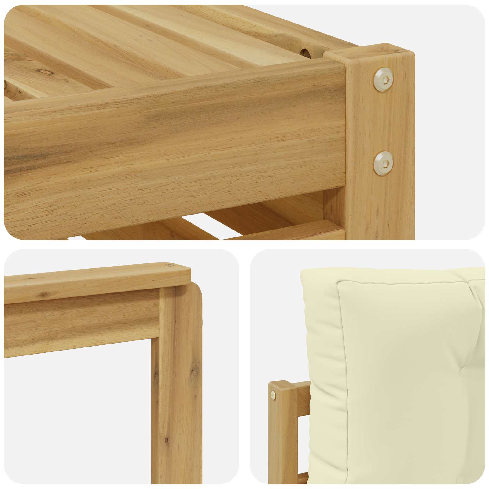 Buiten bankenset 6 pcs Wit en crèmekleurig – afbeelding 5