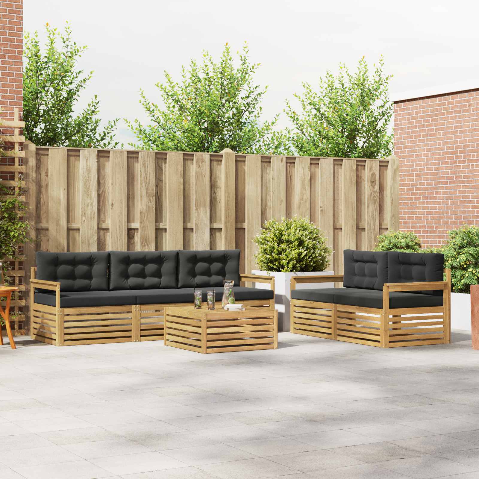 Buiten bankenset 6 pcs Wit en antracietkleurig – afbeelding 1