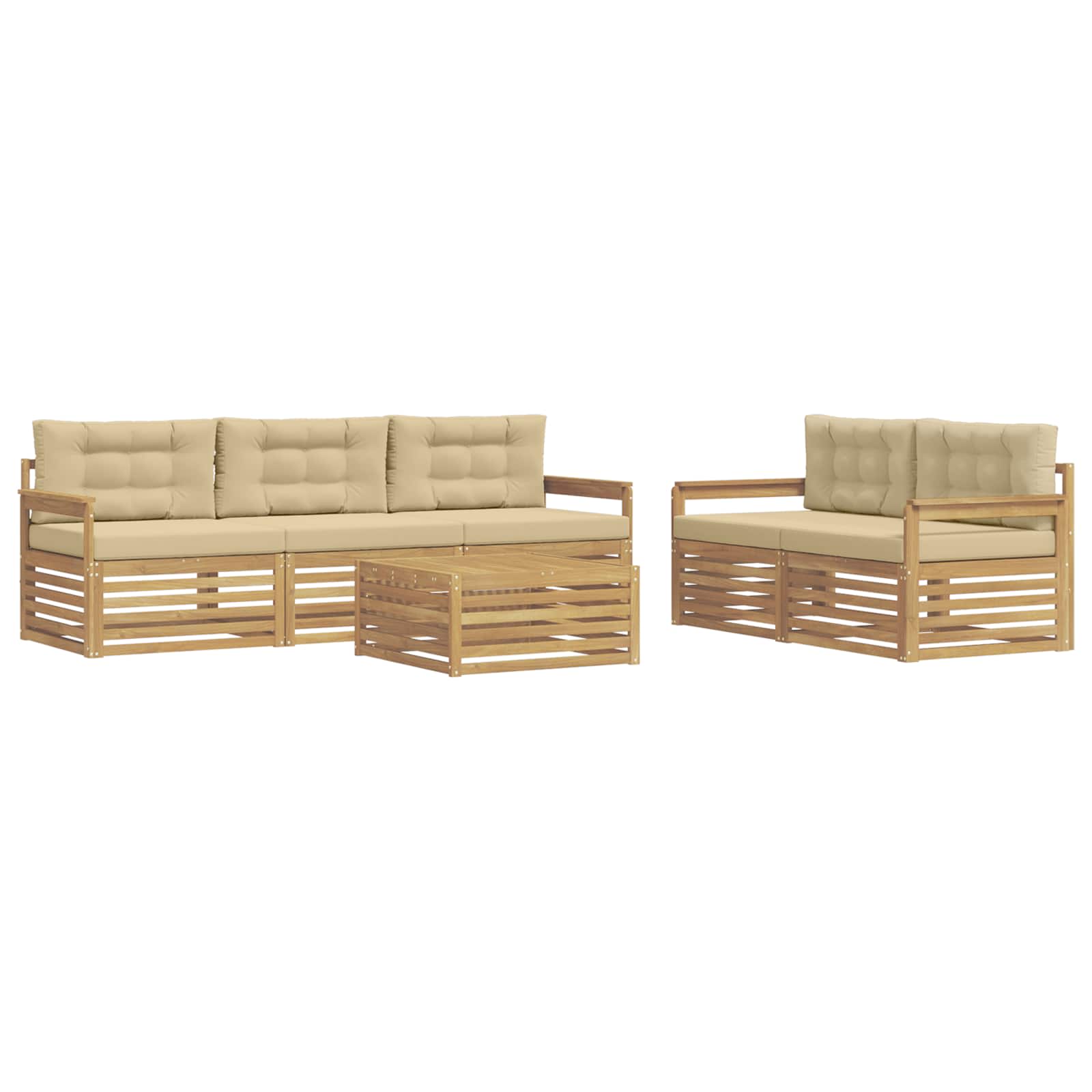 Buiten bankenset 6 pcs Wit en Beige – afbeelding 2