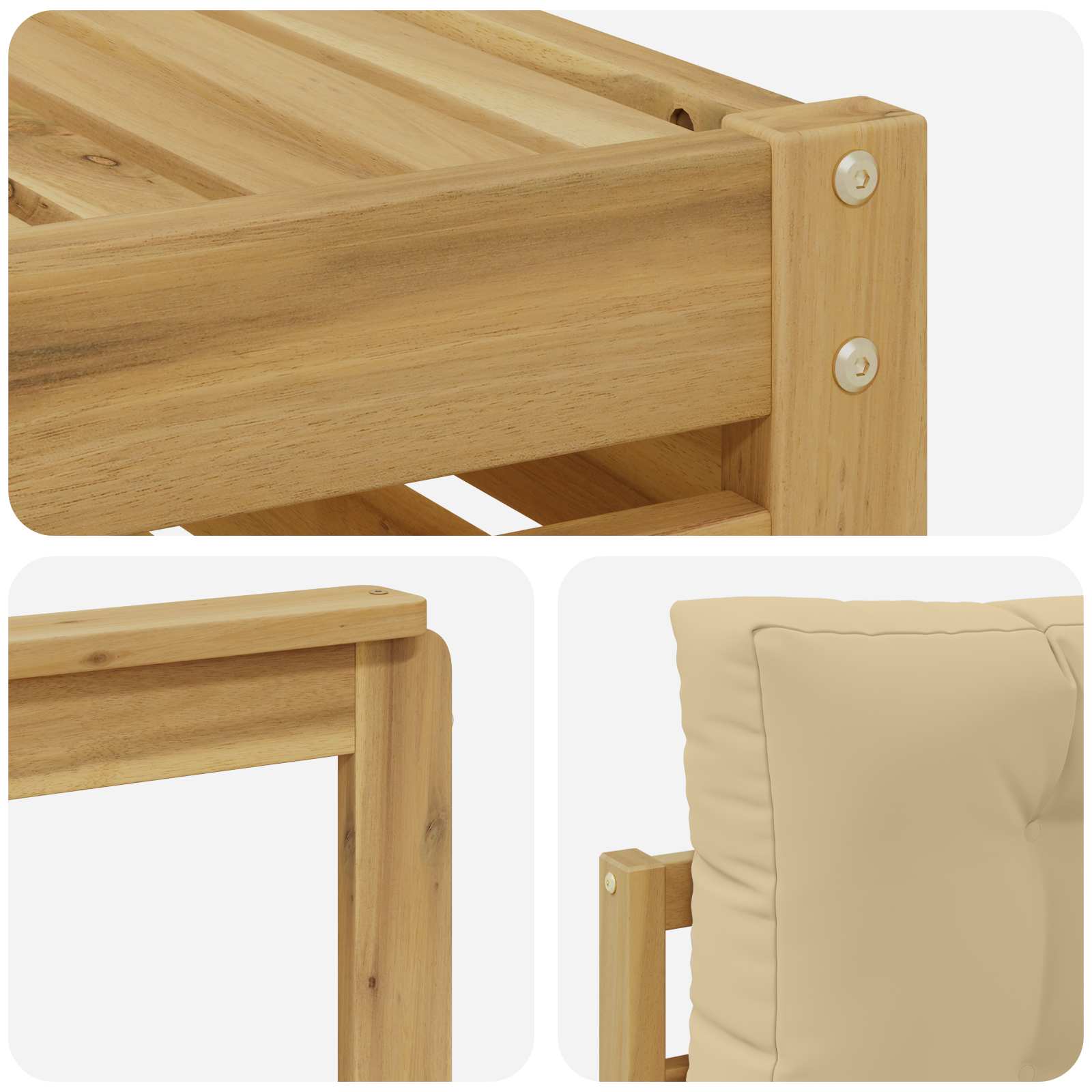Buiten bankenset 6 pcs Wit en Beige – afbeelding 5