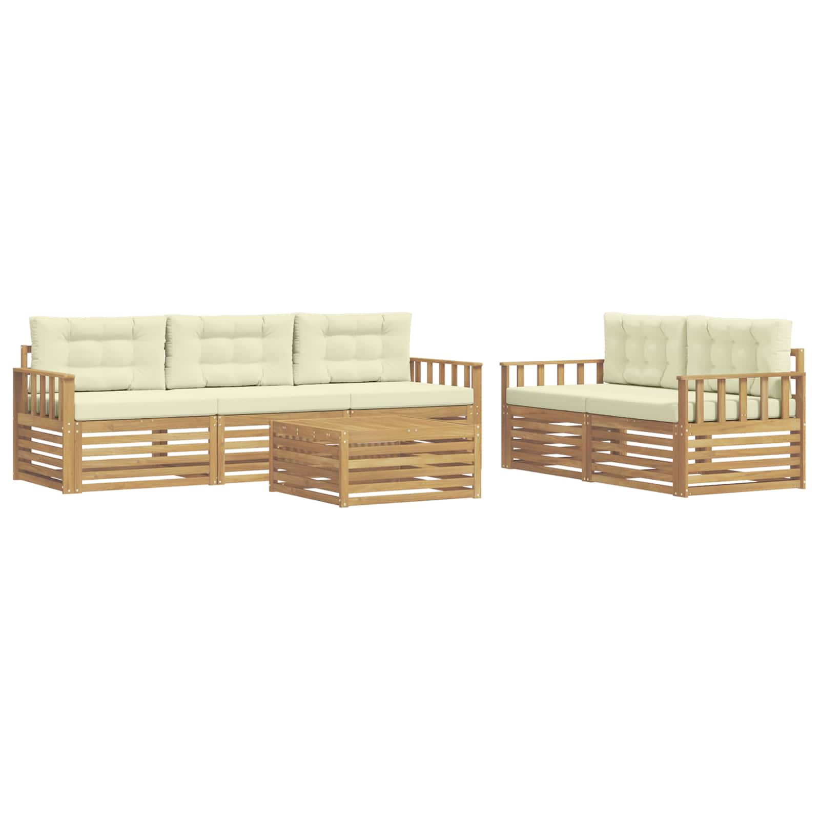 Buiten bankenset 6 pcs Wit en crèmekleurig – afbeelding 2