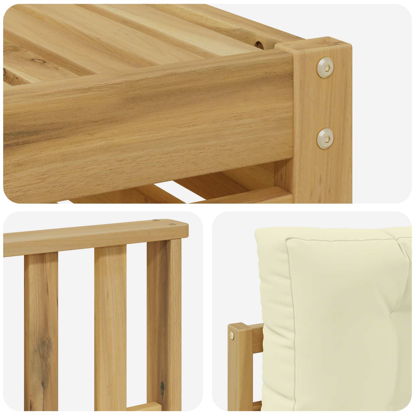 Buiten bankenset 6 pcs Wit en crèmekleurig – afbeelding 5