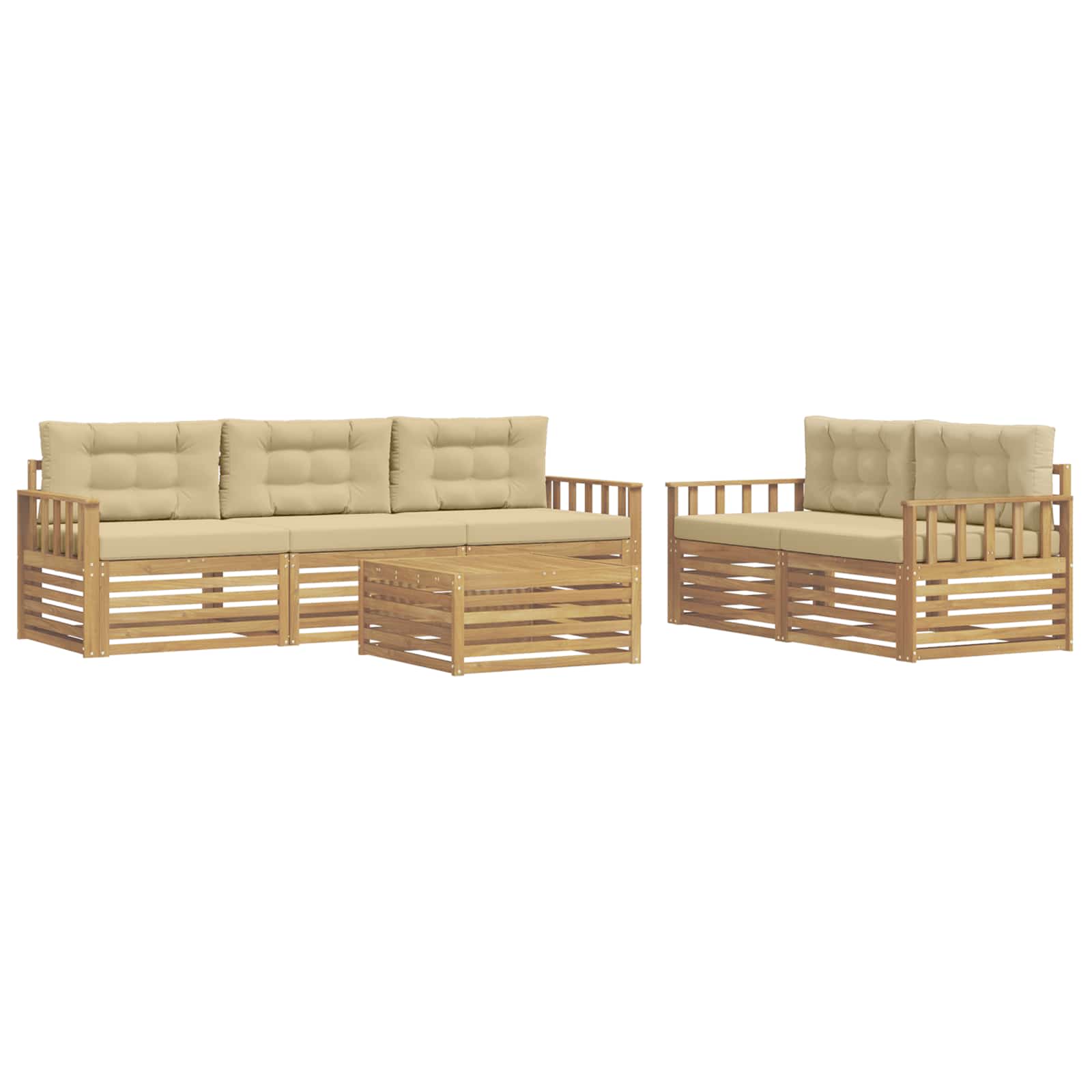 Buiten bankenset 6 pcs Wit en Beige – afbeelding 2