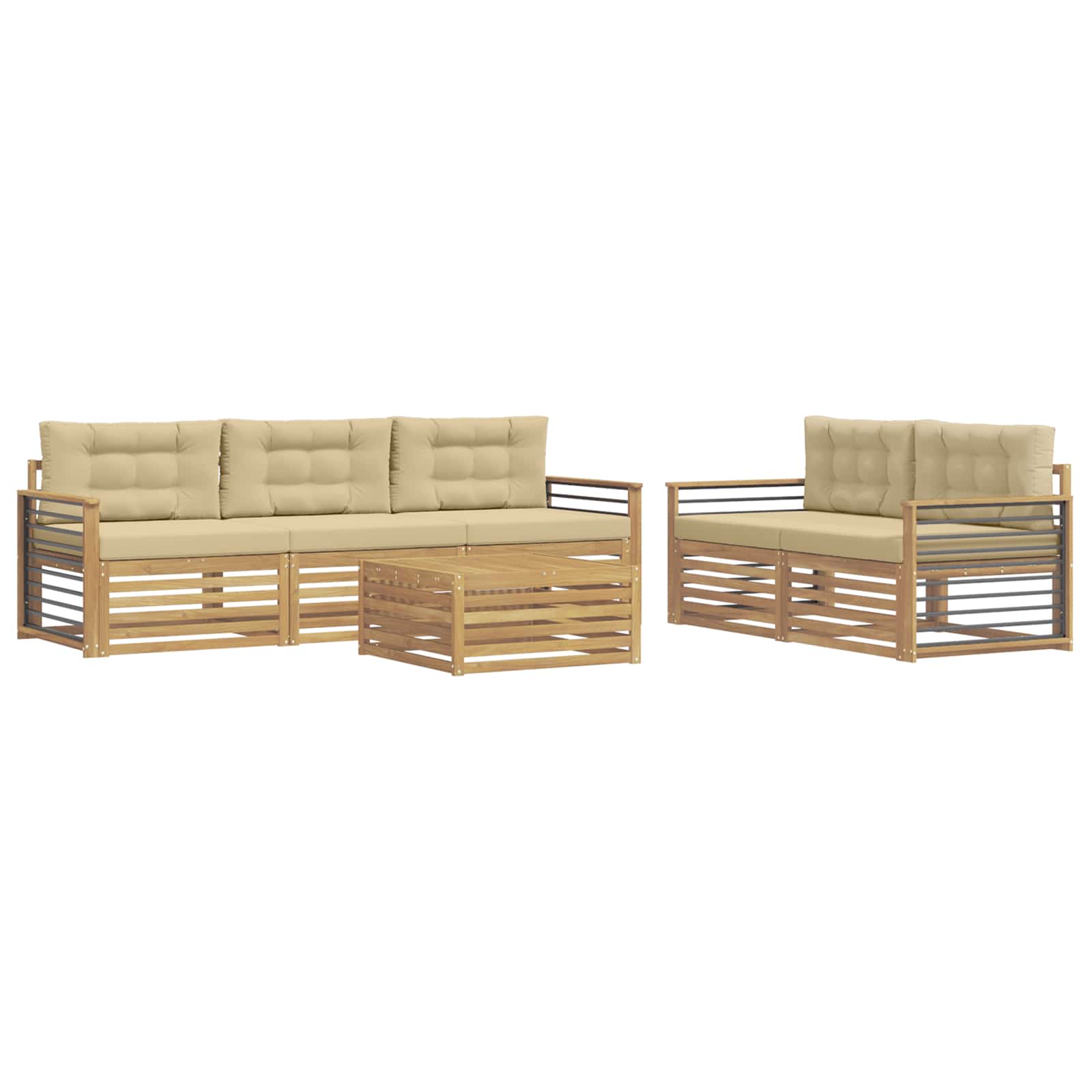 Buiten bankenset 6 pcs Wit en Beige – afbeelding 2