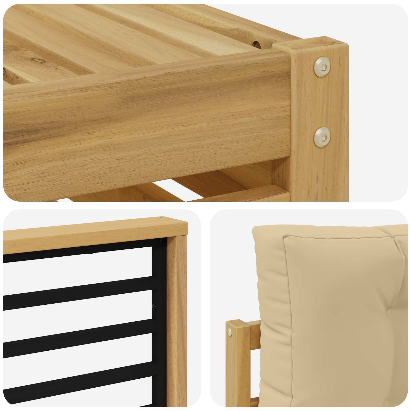 Buiten bankenset 6 pcs Wit en Beige – afbeelding 5