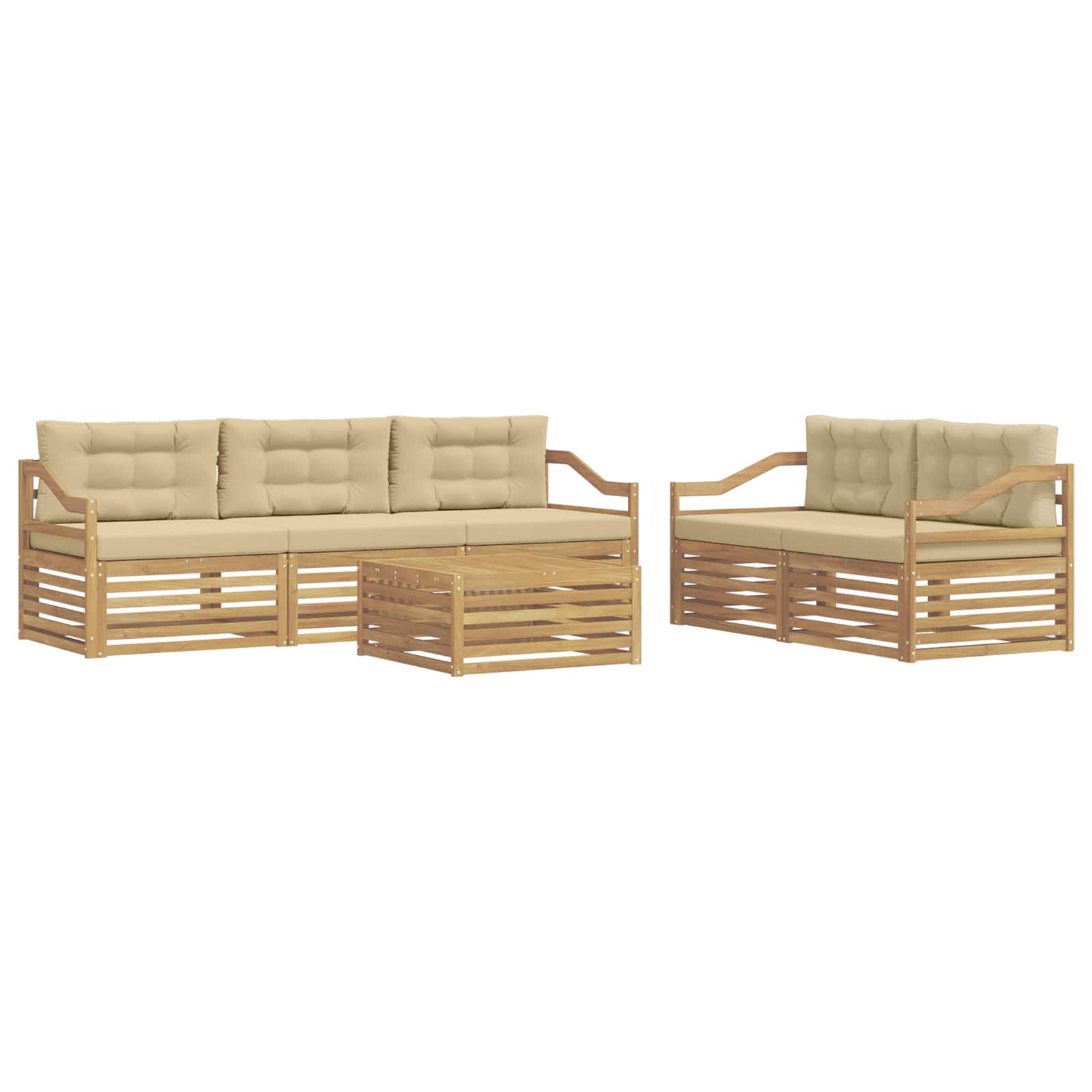 Buiten bankenset 6 pcs Wit en Beige – afbeelding 2