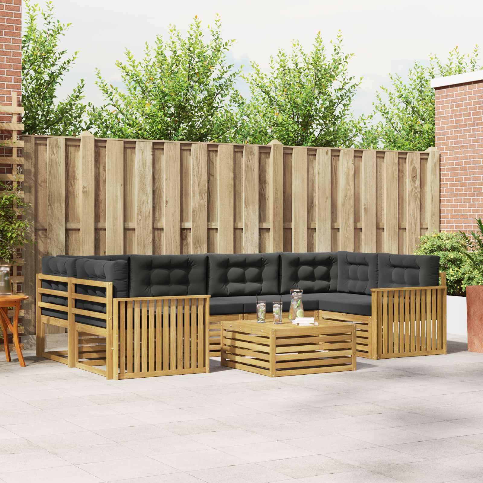 Buiten bankenset 7 pcs Wit en antracietkleurig