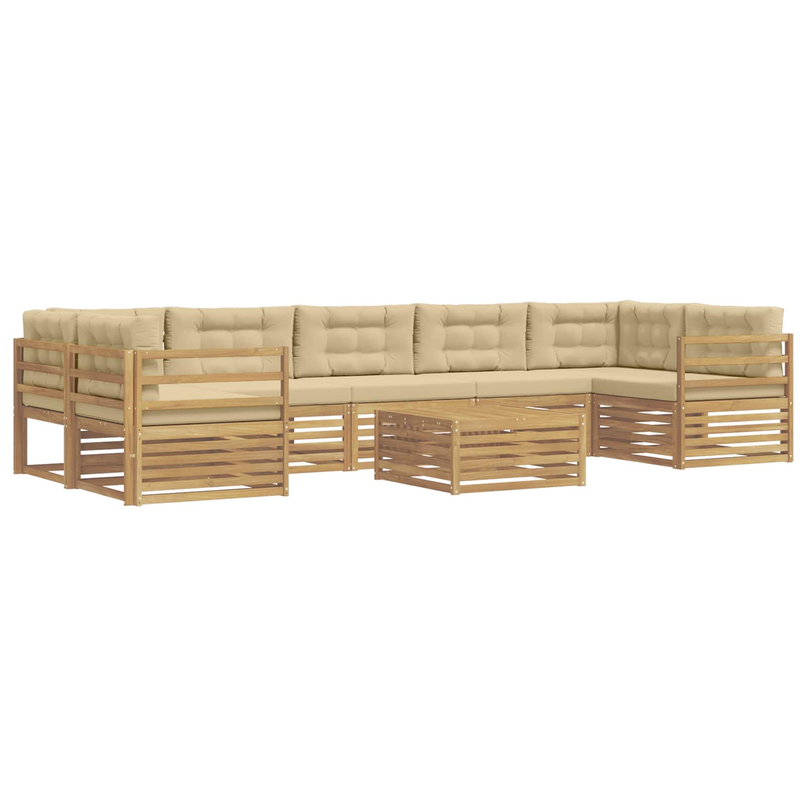 Buiten bankenset 8 pcs Wit en Beige Massief Acaciahout – afbeelding 2