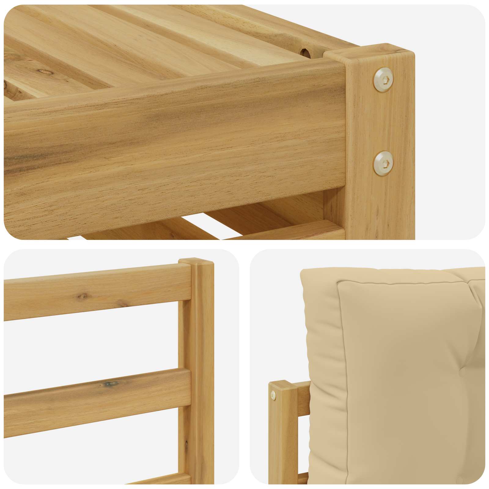 Buiten bankenset 8 pcs Wit en Beige Massief Acaciahout – afbeelding 6