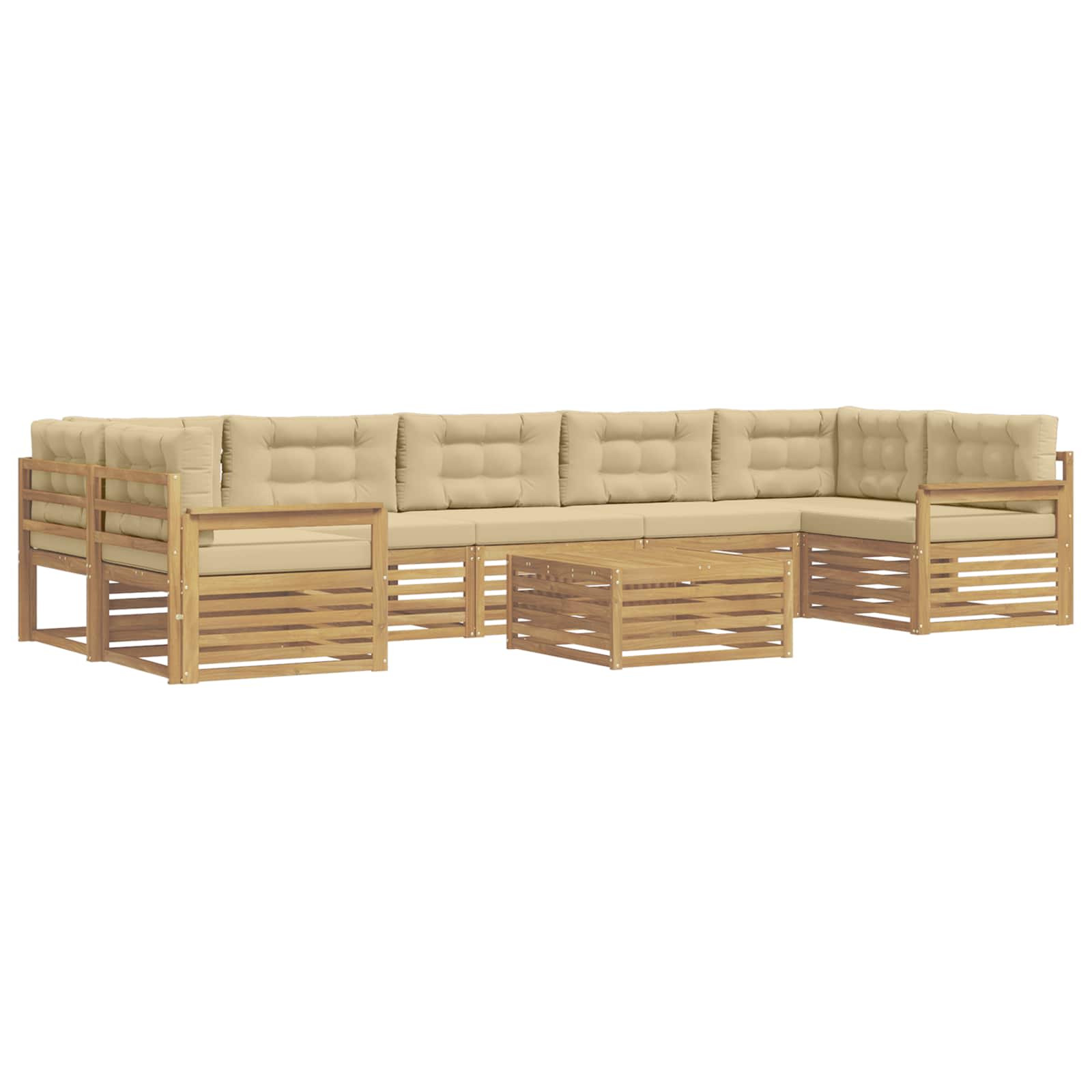 Buiten bankenset 8 pcs Wit en Beige Massief Acaciahout – afbeelding 2