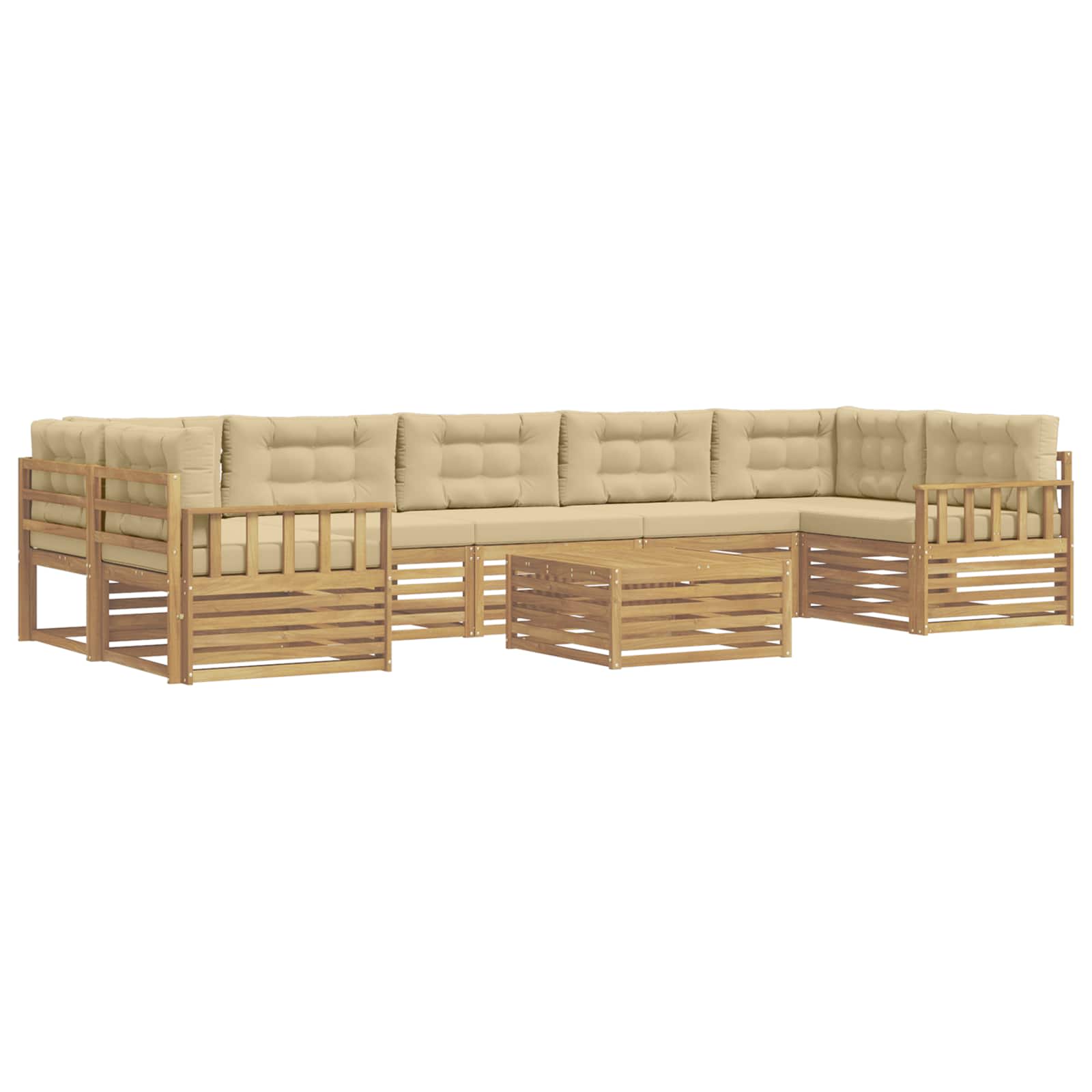 Buiten bankenset 8 pcs Wit en Beige Massief Acaciahout – afbeelding 2