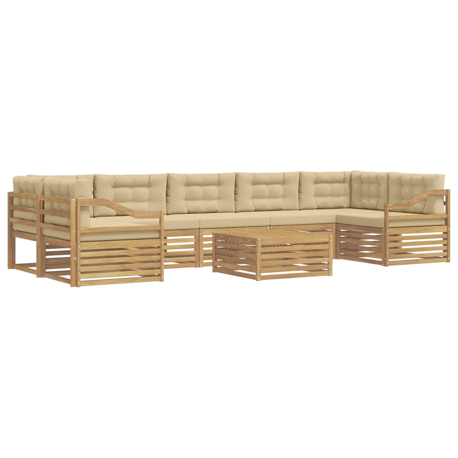 Buiten bankenset 8 pcs Wit en Beige Massief Acaciahout – afbeelding 2