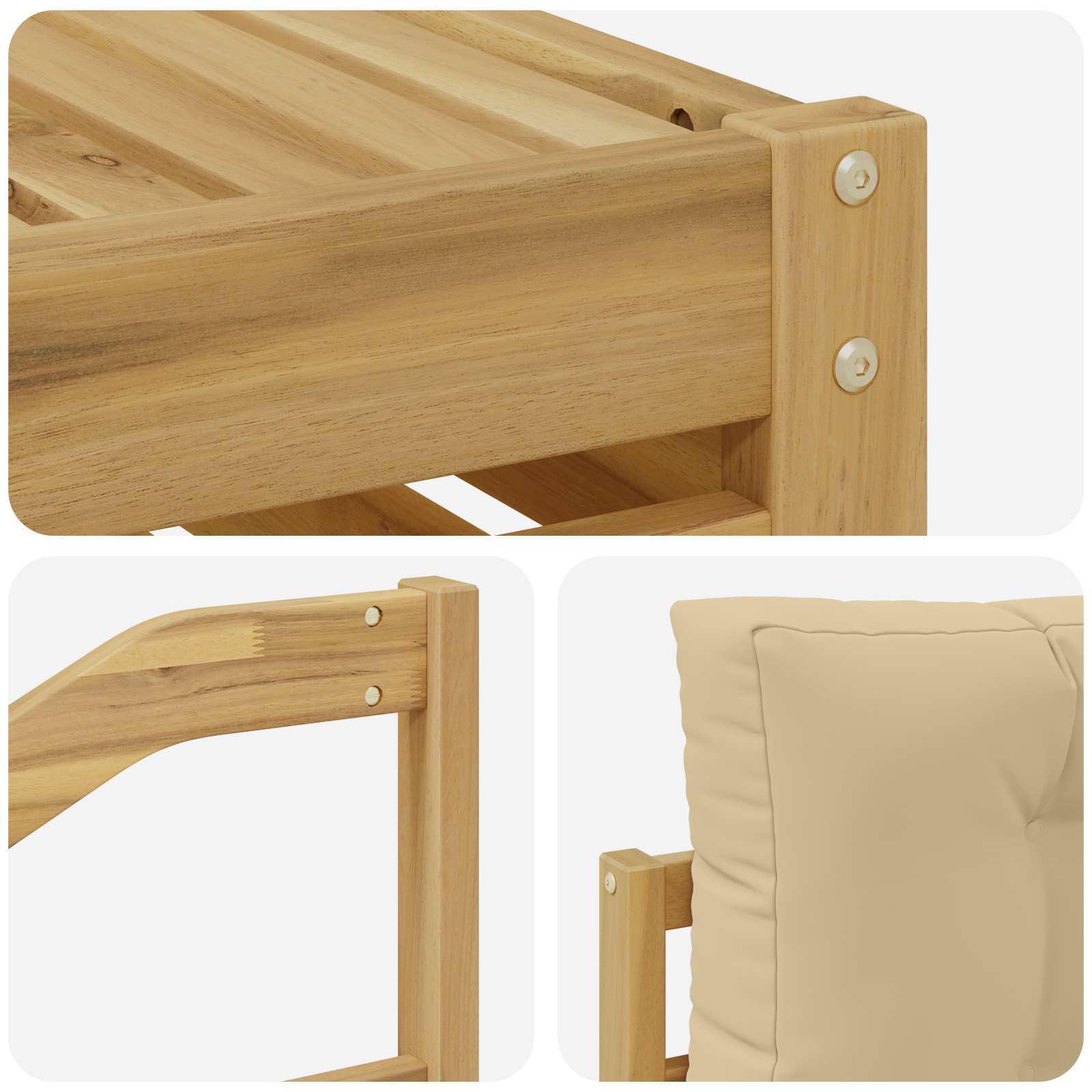 Buiten bankenset 8 pcs Wit en Beige Massief Acaciahout – afbeelding 6