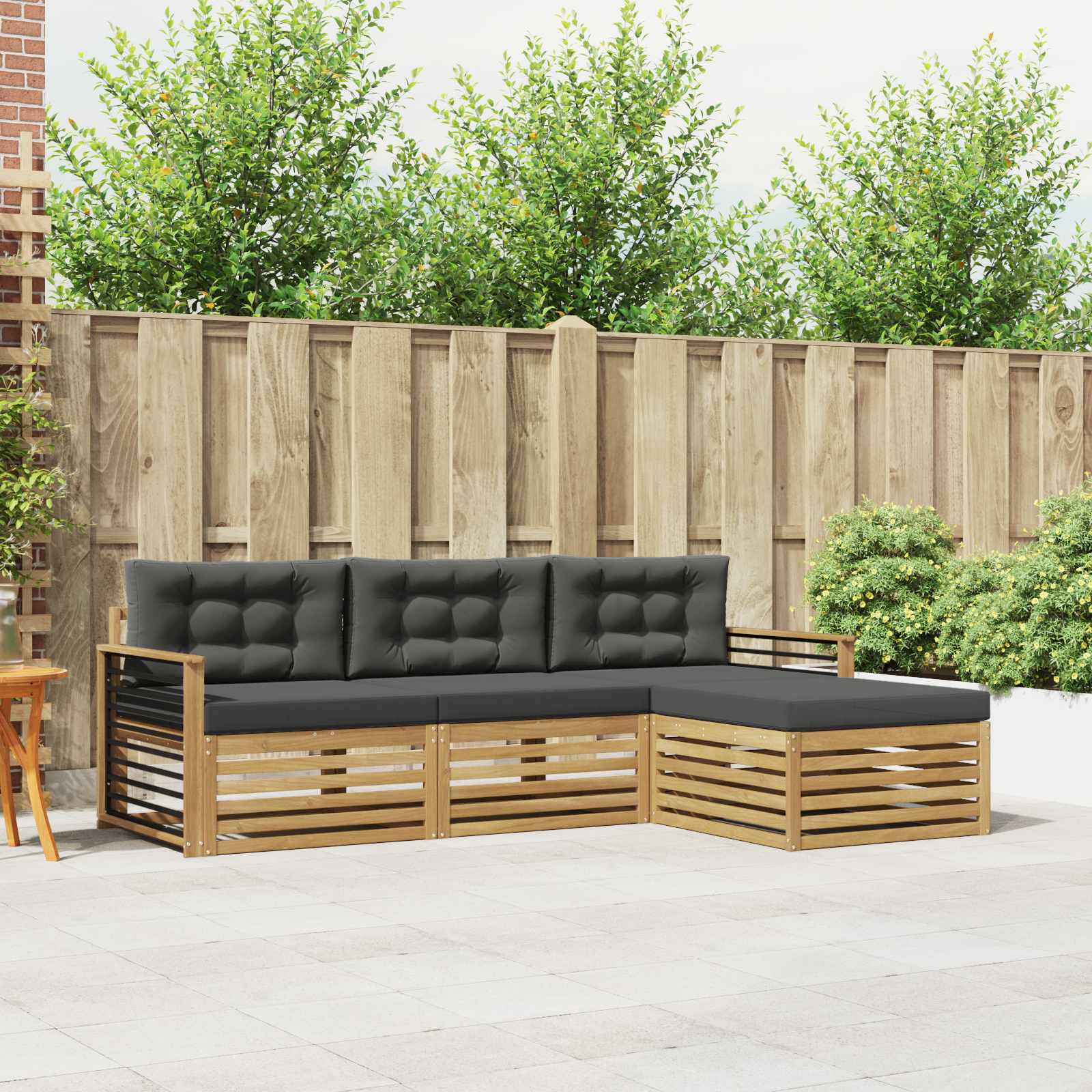 Buiten bankenset 4 pcs Wit en antracietkleurig Polyester – afbeelding 1