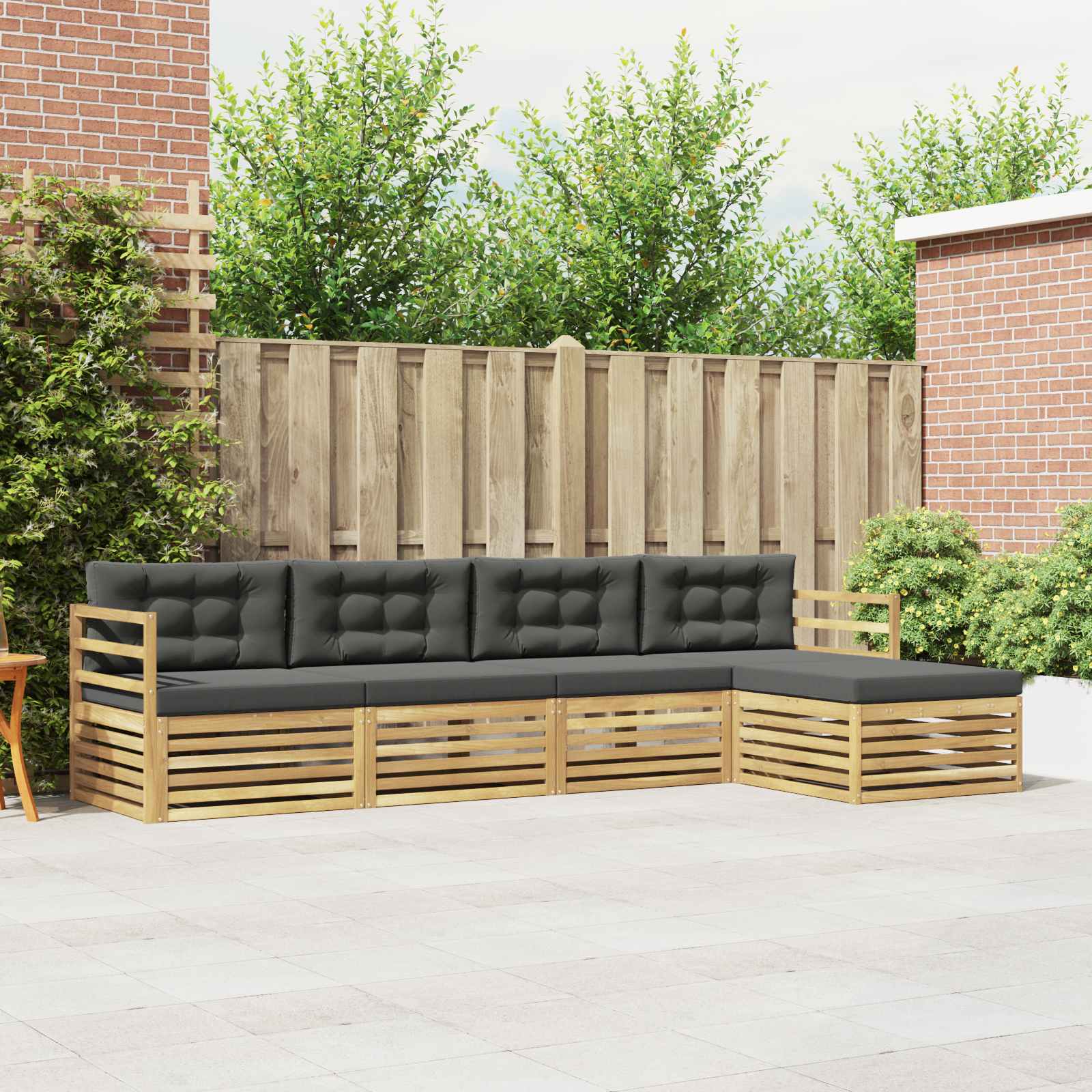 Buiten bankenset 5 pcs Wit en antracietkleurig Polyester – afbeelding 1