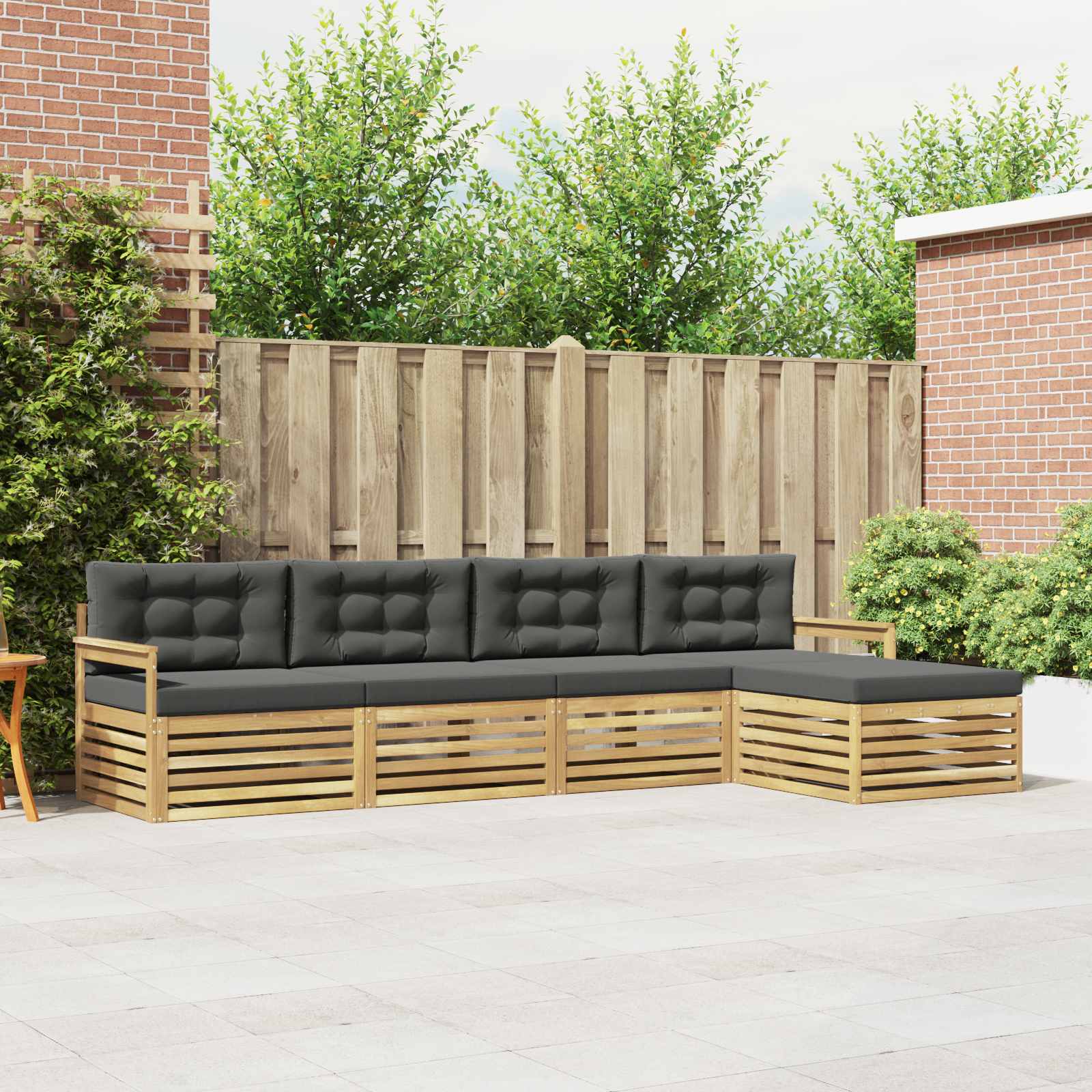 Buiten bankenset 5 pcs Wit en antracietkleurig Polyester – afbeelding 1