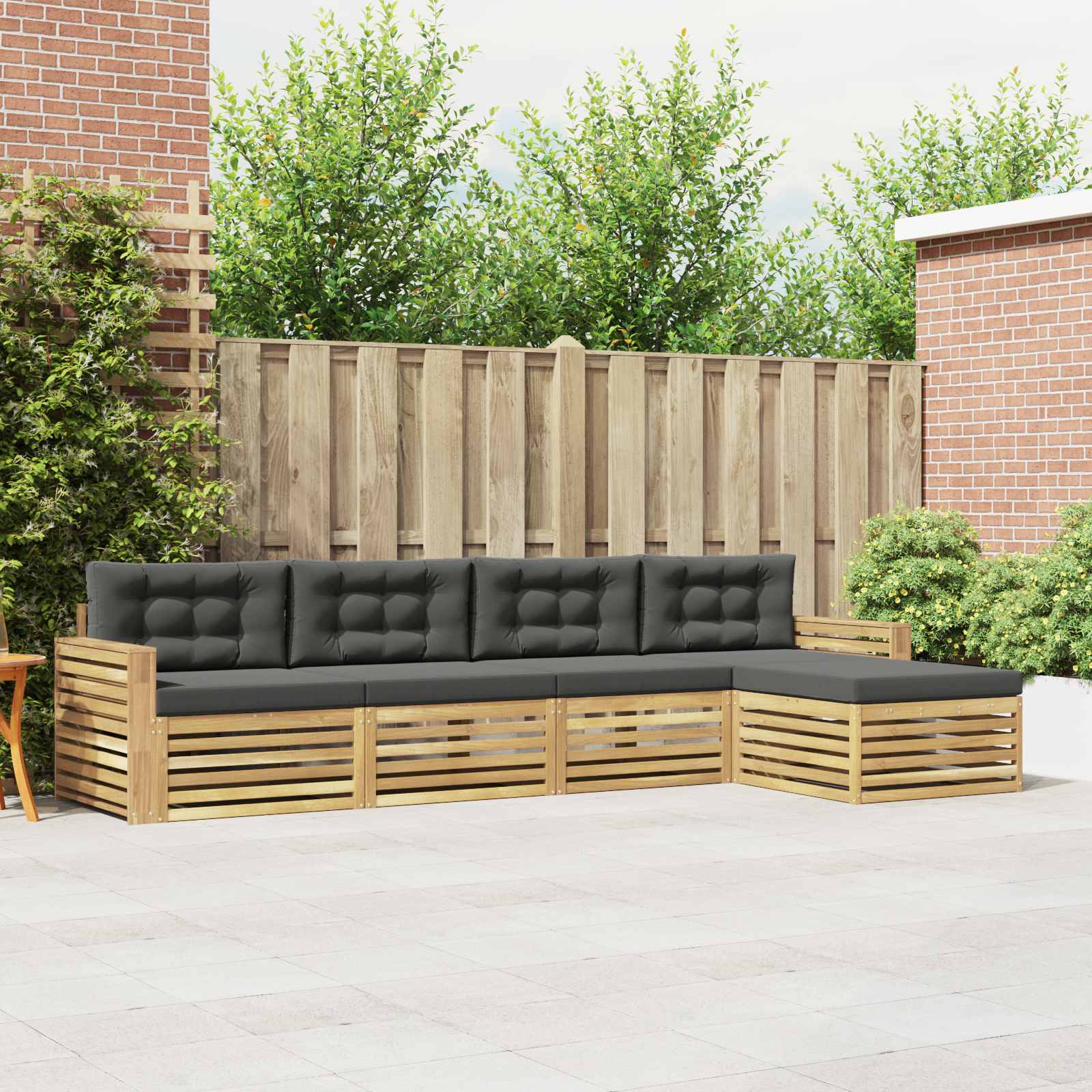 Buiten bankenset 5 pcs Wit en antracietkleurig – afbeelding 1