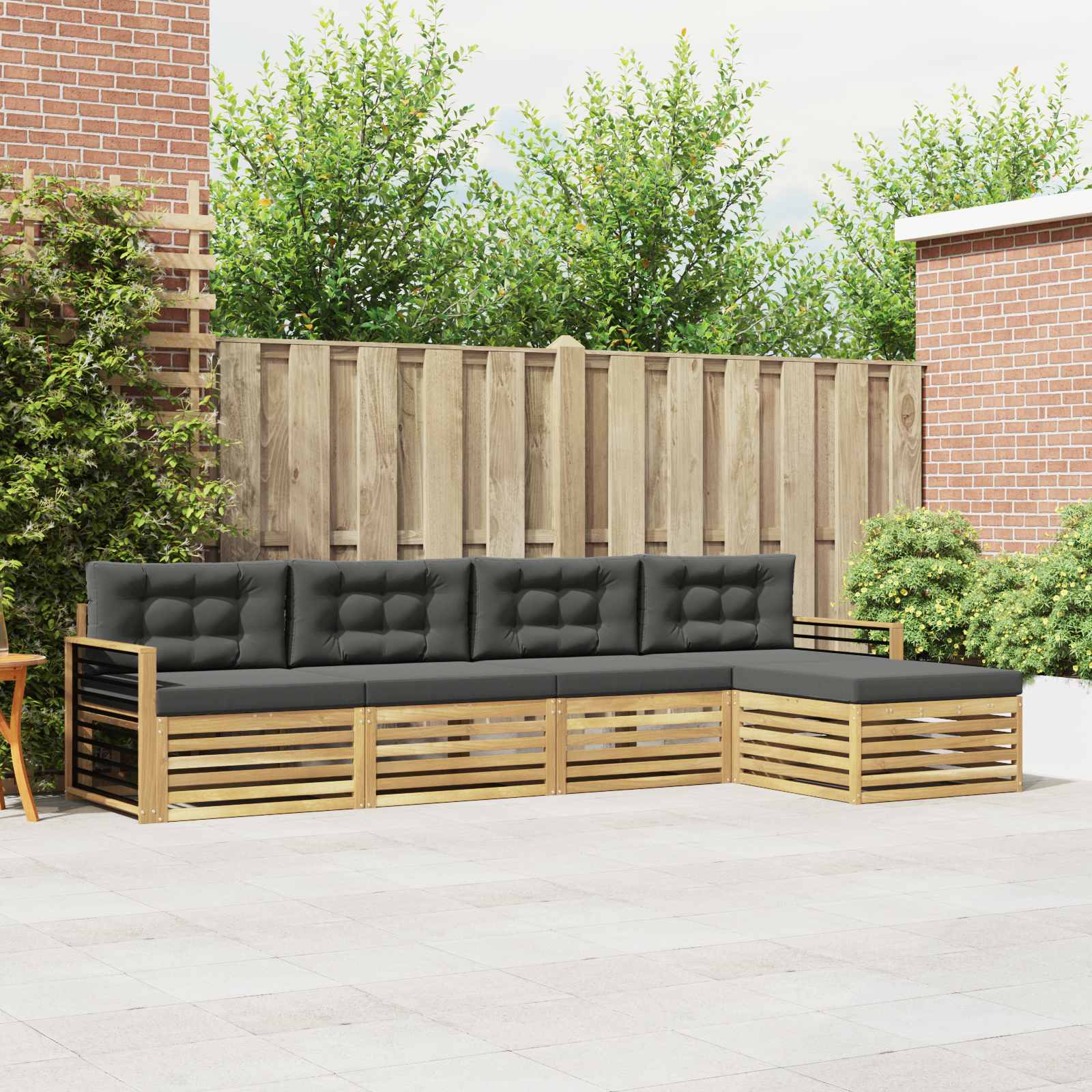 Buiten bankenset 5 pcs Wit en antracietkleurig Polyester