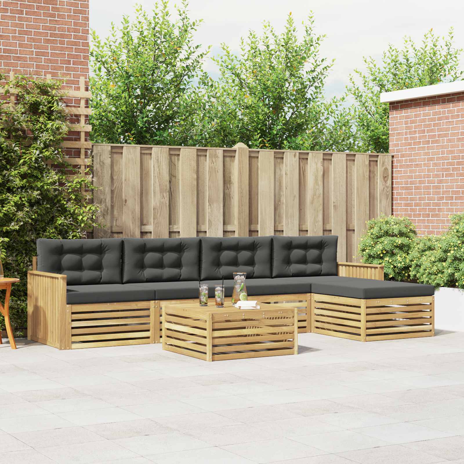 Buiten bankenset 6 pcs Wit en antracietkleurig 79 x 79 x 37 cm