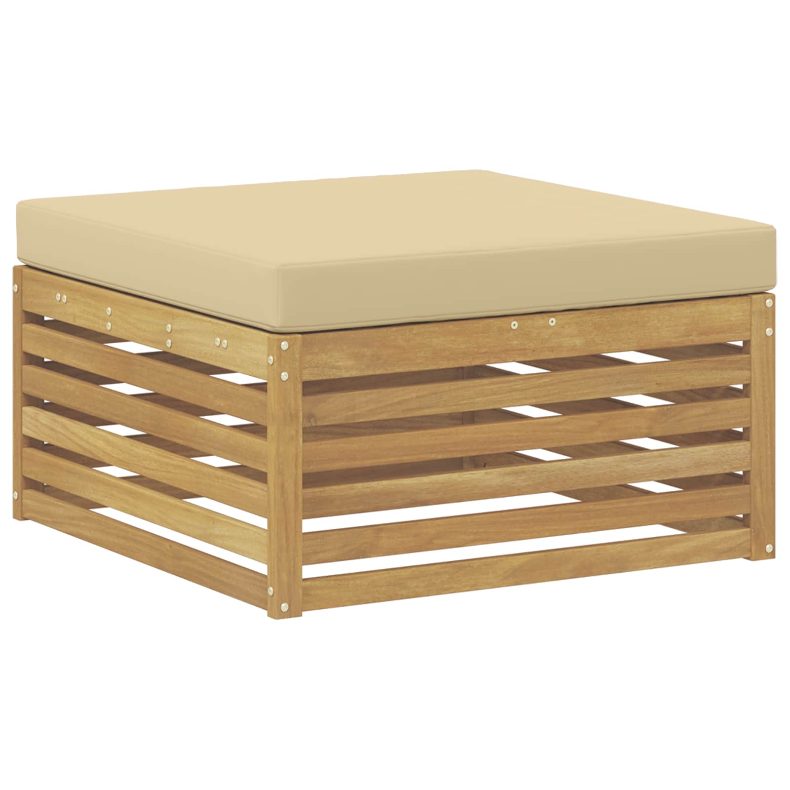 Buiten bankenset met kussen 7 pcs Wit en Beige Polyester – afbeelding 4