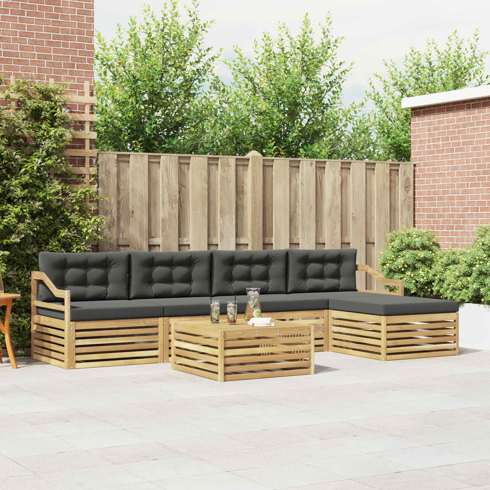 Buiten bankenset 6 pcs Wit en antracietkleurig 79 x 79 x 37 cm – afbeelding 1