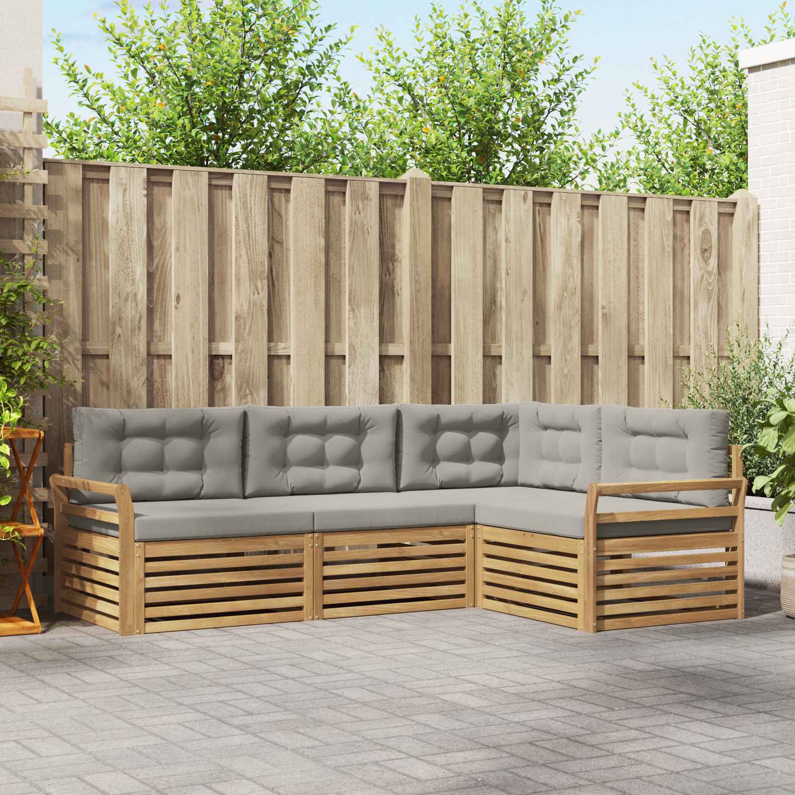 Buiten bankenset 4 pcs Wit en Lichtgrijs 250 x 170,5 x 73 cm – afbeelding 1