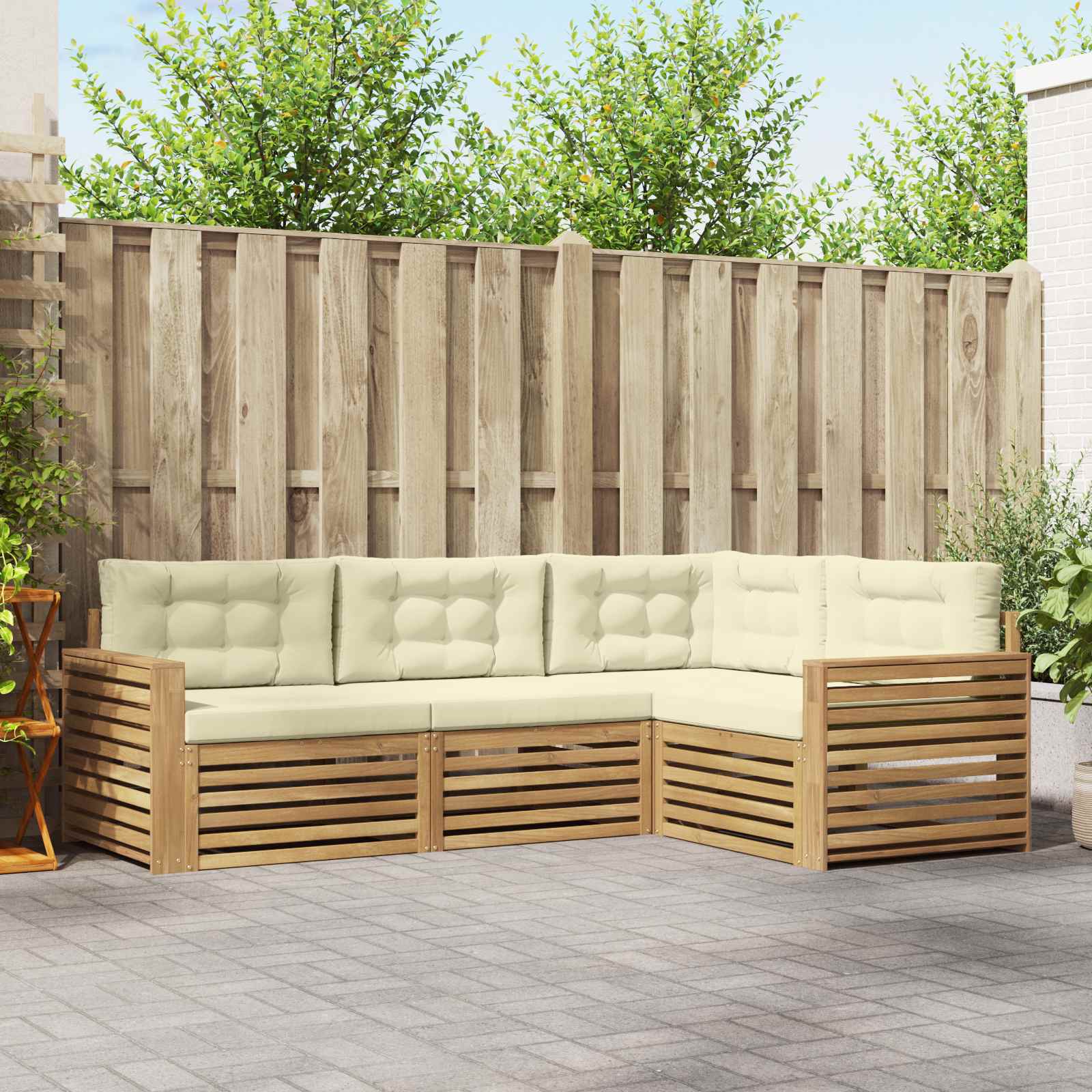 Buiten bankenset 4 pcs Wit en crèmekleurig – afbeelding 1