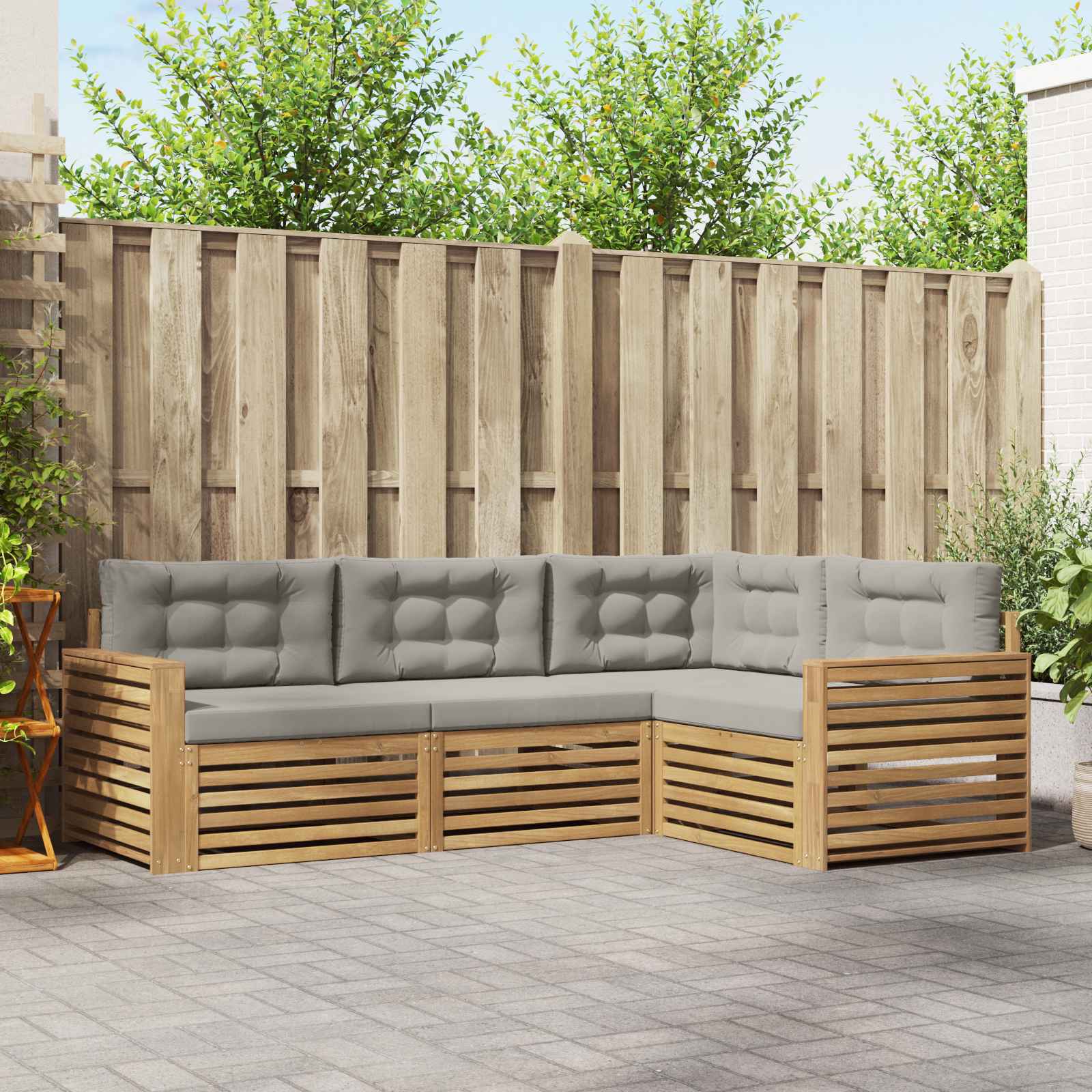 Buiten bankenset 4 pcs Wit en Lichtgrijs 251,5 x 172,5 x 73 cm – afbeelding 1