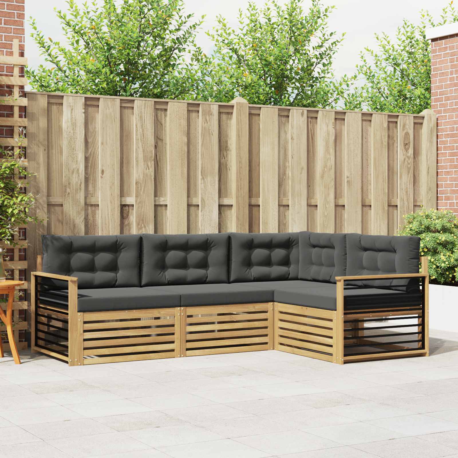 Buiten bankenset 5 pcs Wit en antracietkleurig Polyester