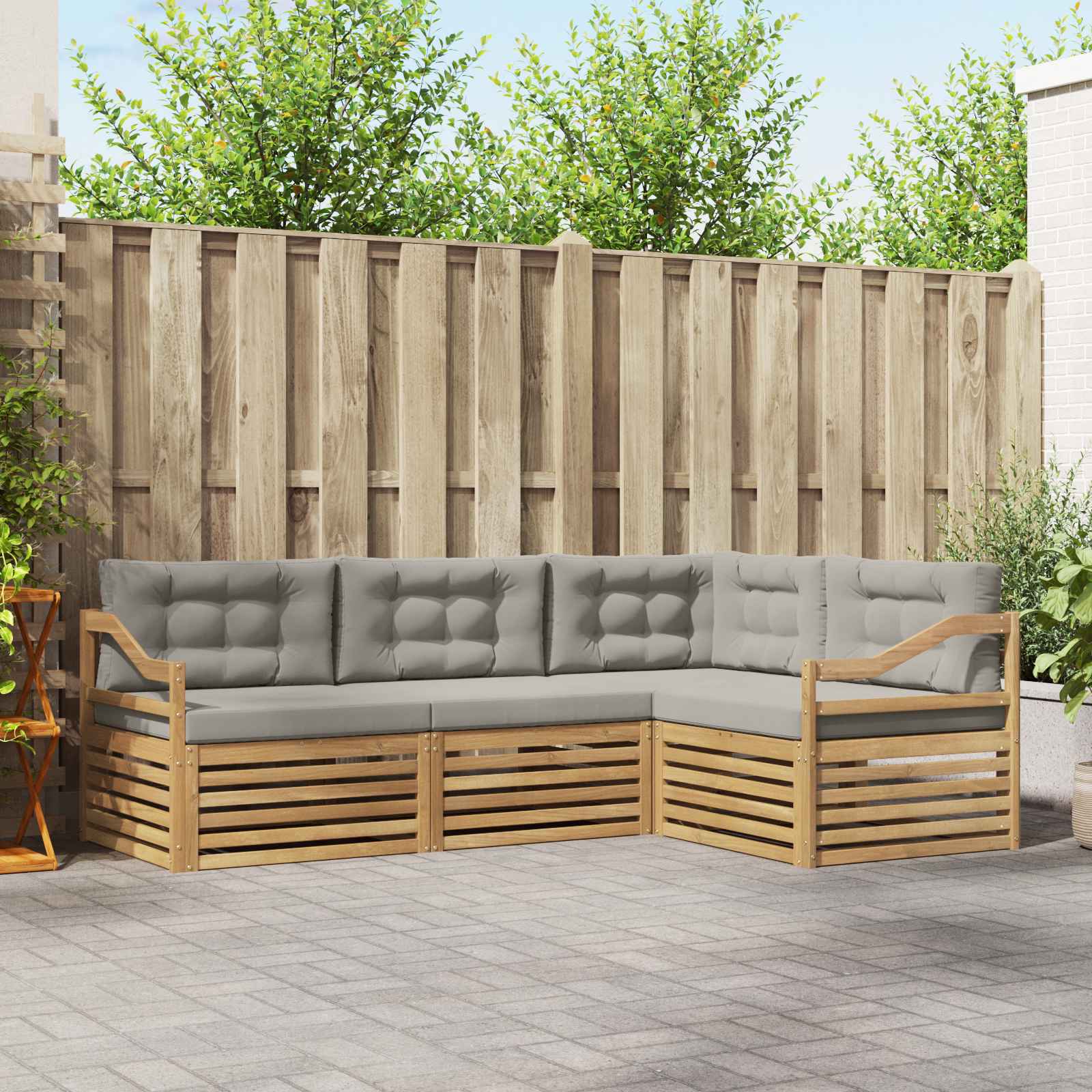 Buiten bankenset 4 pcs Wit en Lichtgrijs 245,5 x 166,5 x 73 cm